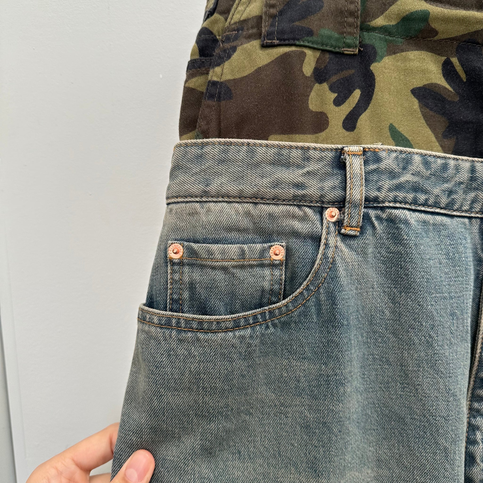 Balenciaga FW21 Afterworld Double Waisted Camo Denim (Size M)