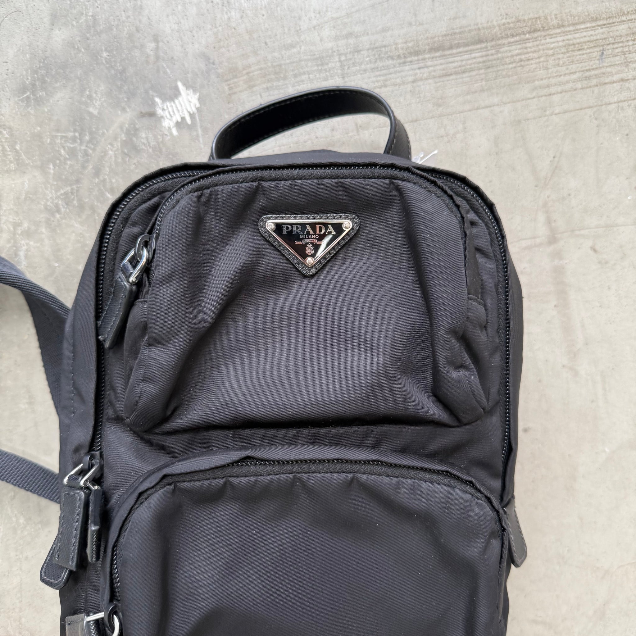 Prada Black Re-Nylon Sling Backpack Style Bag