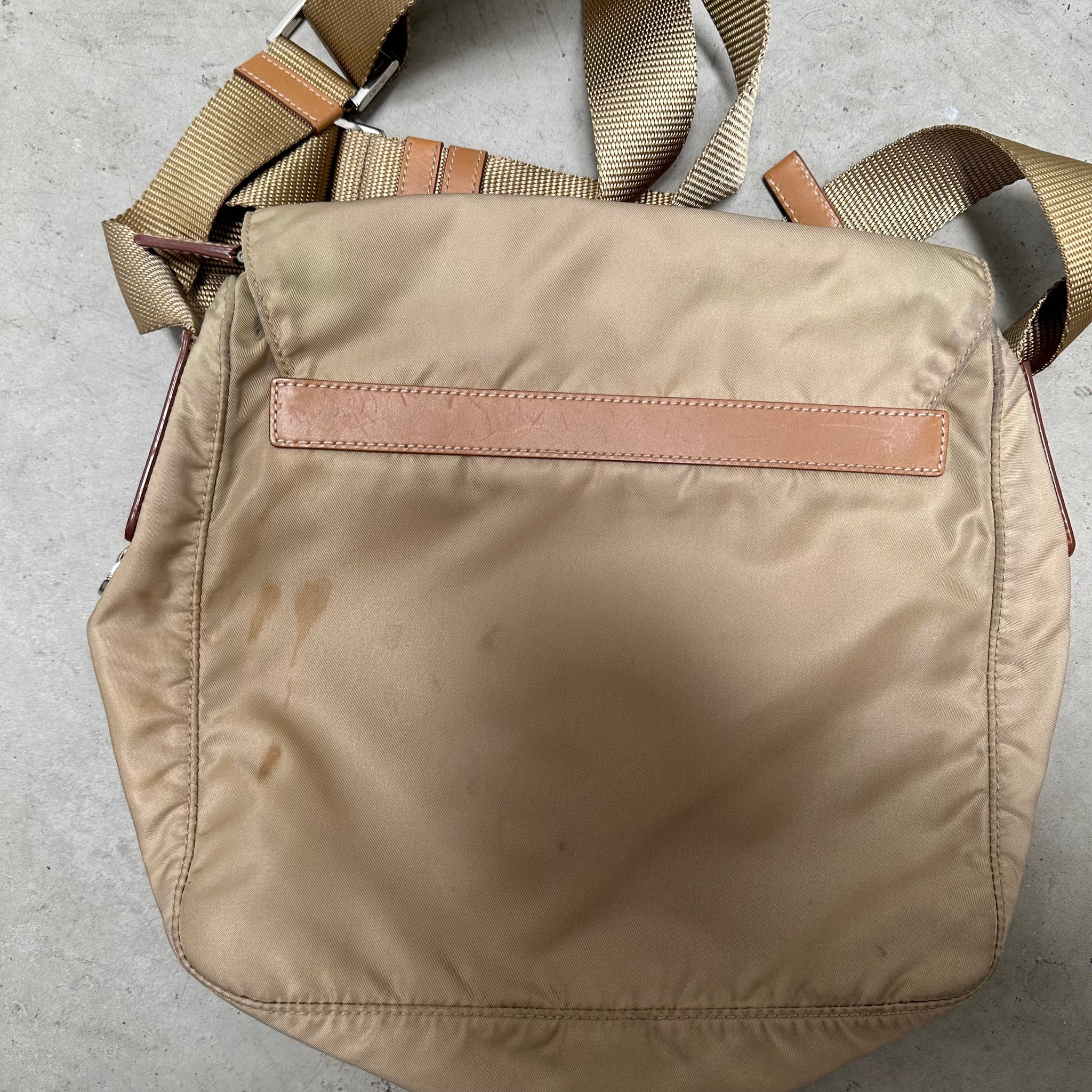 Prada Crossbody Bag Nylon and Leather Beige