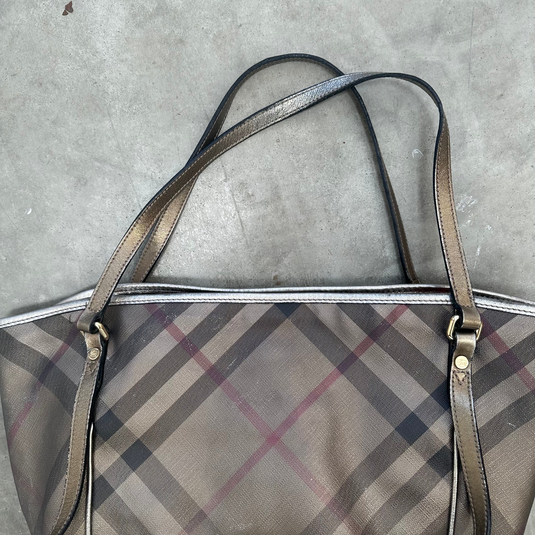 Burberry Metallic Nova Check Canterbury Tote Gold