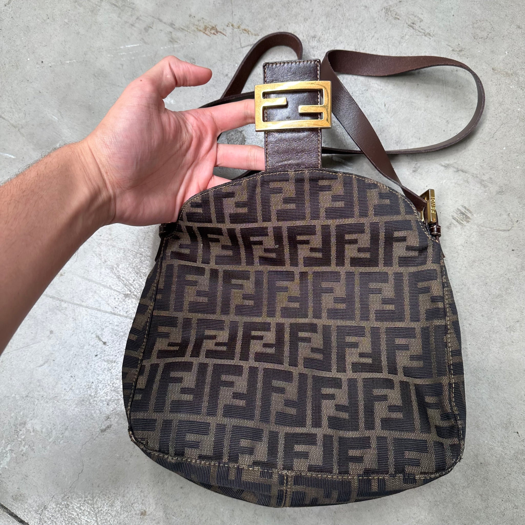 Fendi Zucca Baguette with Gold Hardware