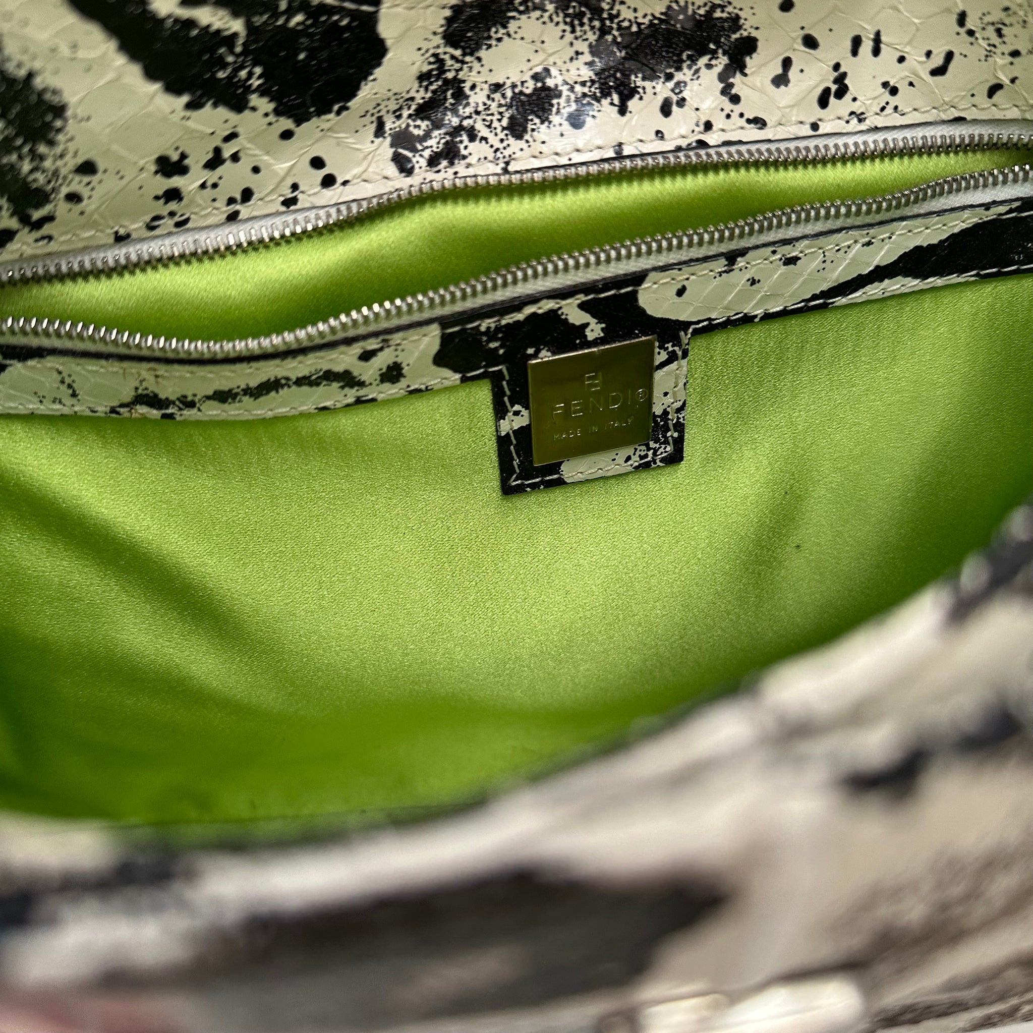 Fendi Python White Black Baguette Bag