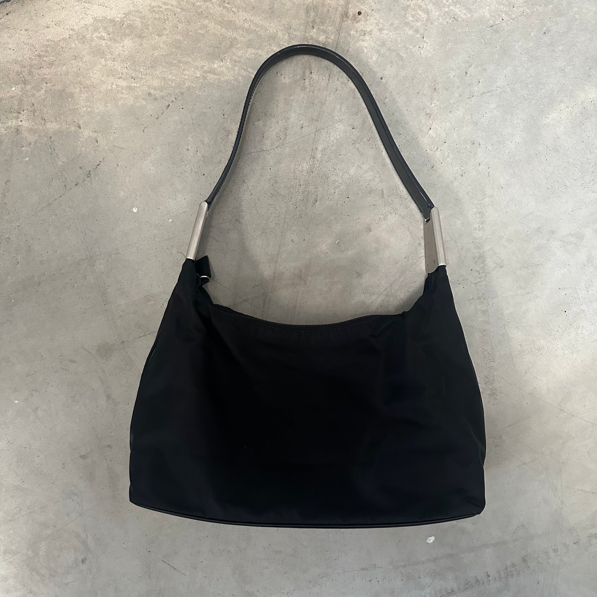 Prada Metal Side Shoulder Bag Nylon Black