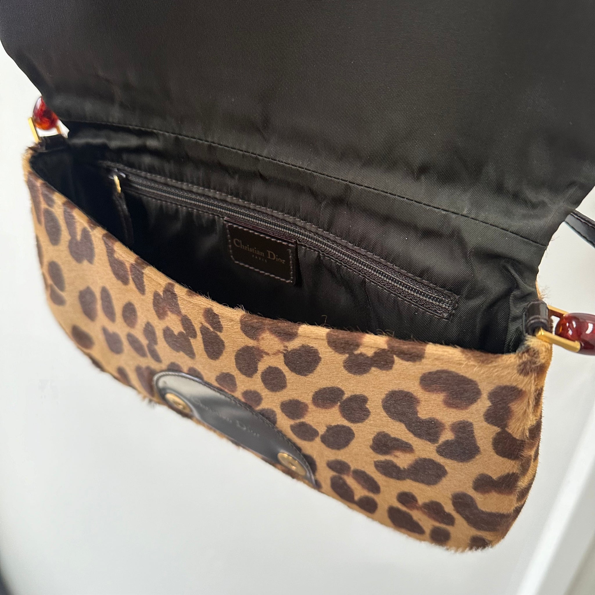 Dior Vintage Leopard Print Pony Hair Malice Bag (2000)