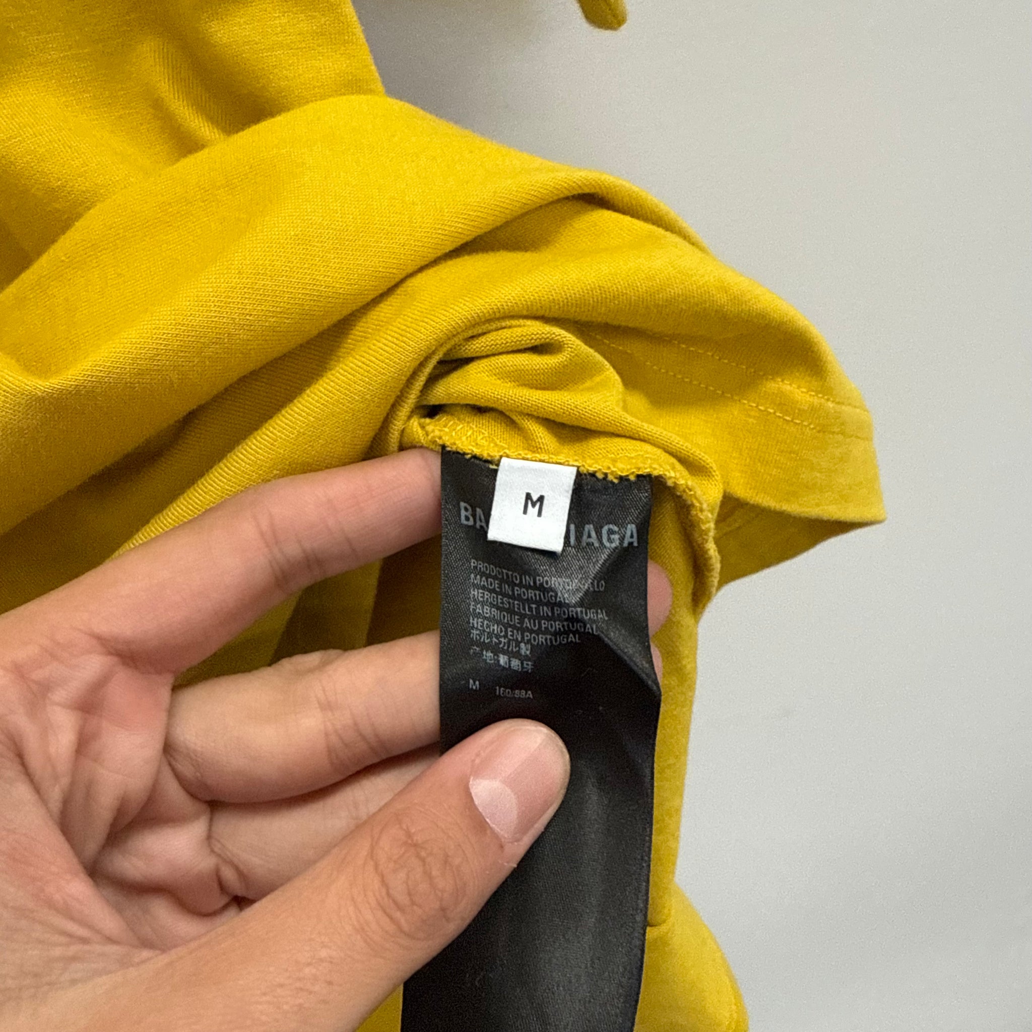 Balenciaga Embroided Campaign Yellow Logo T Shirt (fits L-XL)