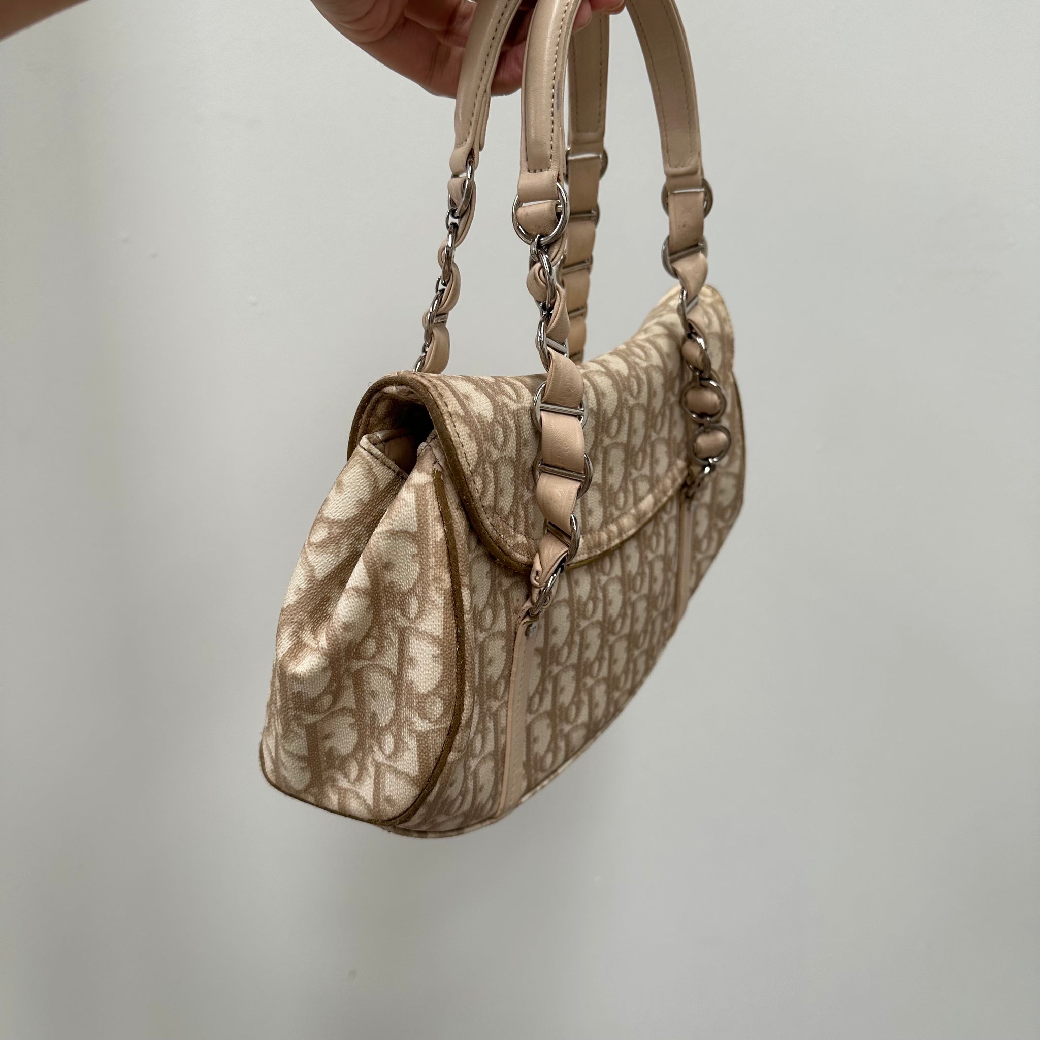 Christian Dior PVC and Leather Beige Romantic Shoulder Bag