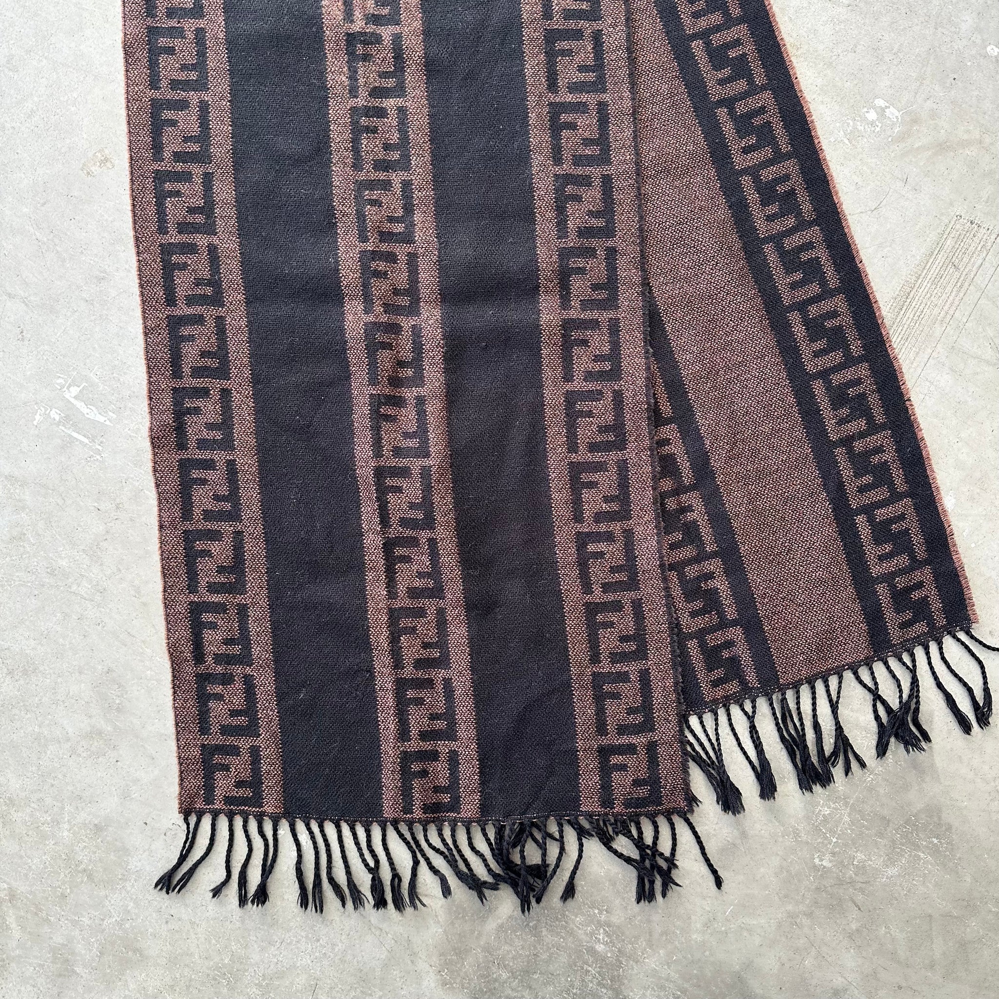 Fendi FF Lana Wool Black/Brown Scarf