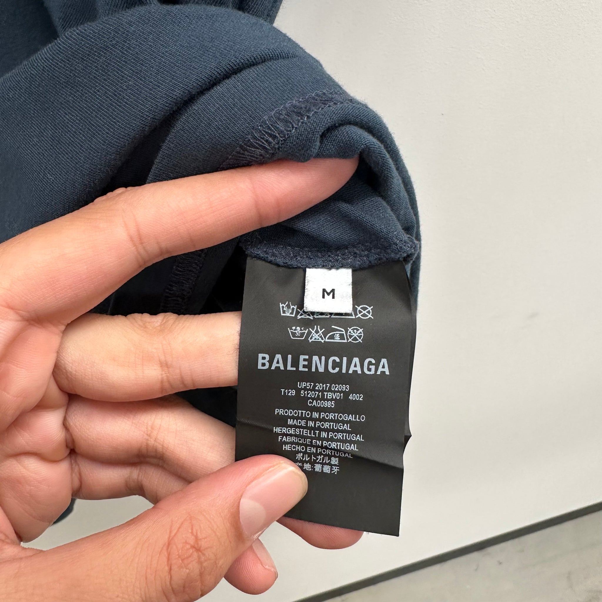 Balenciaga Navy Authentic Print Logo T-shirt (Fits L-XL)