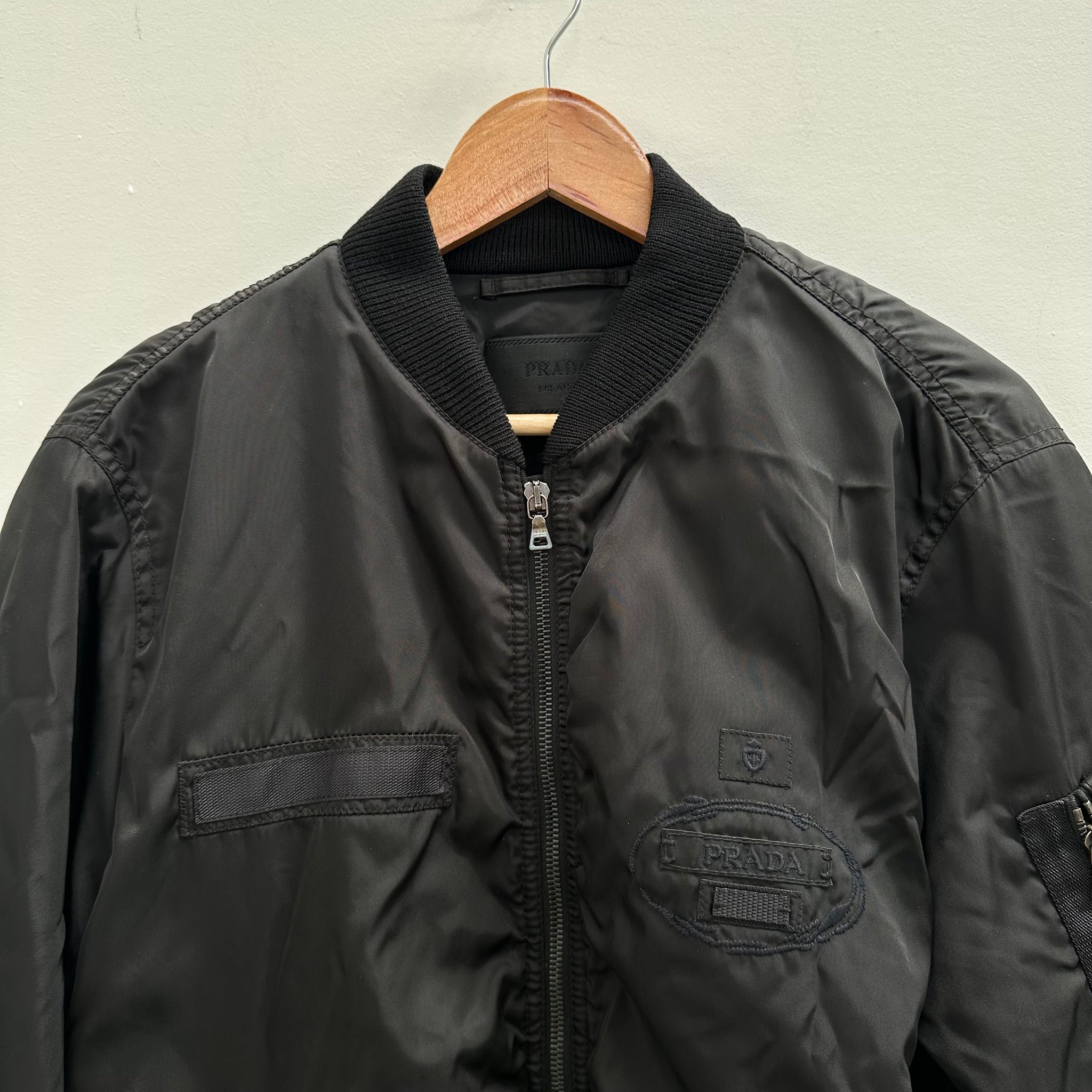 Prada Black Nylon Bomber Jacket (Size M)