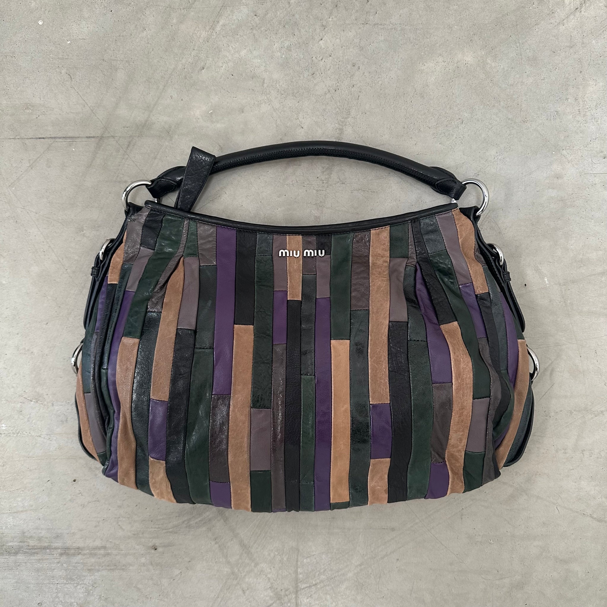Miu Miu Oversized Patchwork Leather Multicolor Yellow Green Bag