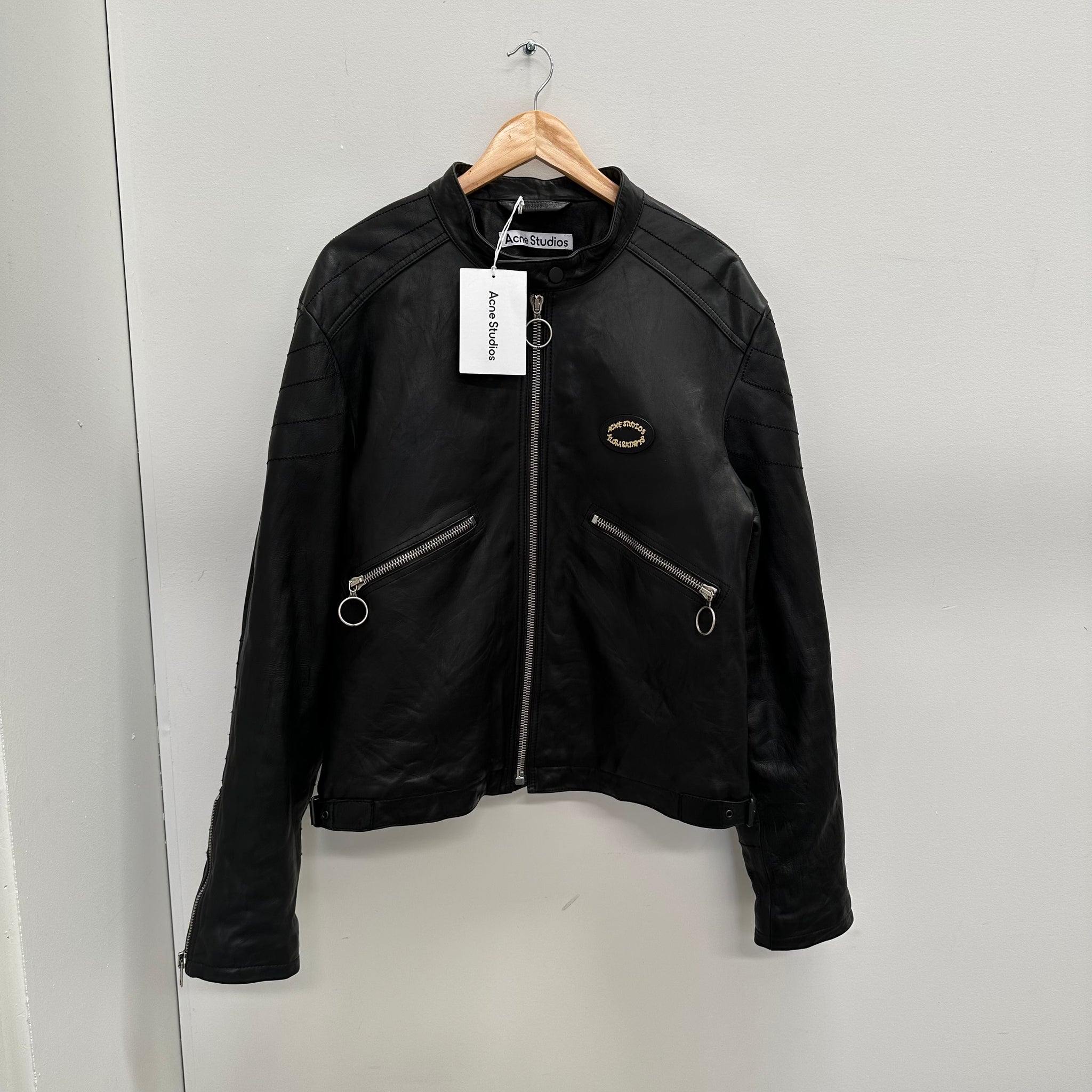Acne Studios Laffero Distressed Black  Leather Jacket
