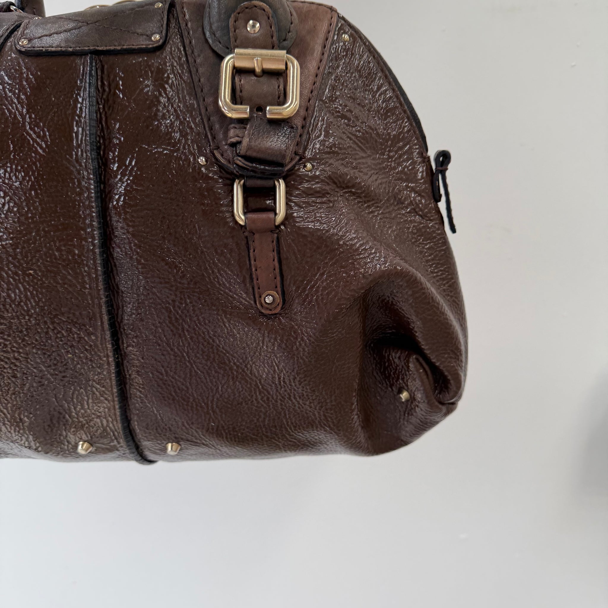 Chloe Ardoise Patent Leather Large Dome Paddington Bag