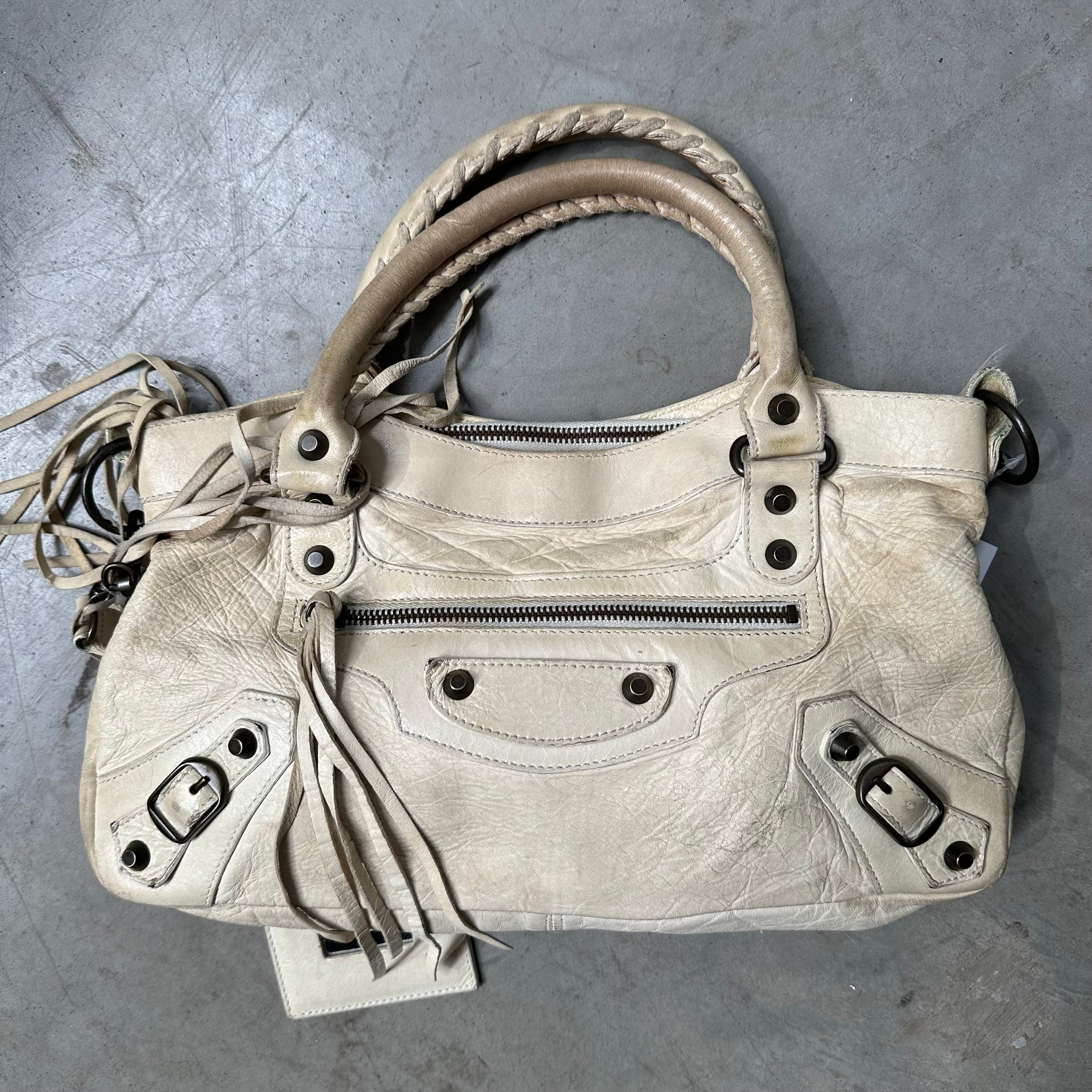 Balenciaga City Bag White with Shoulder Strap Curated by Charbel