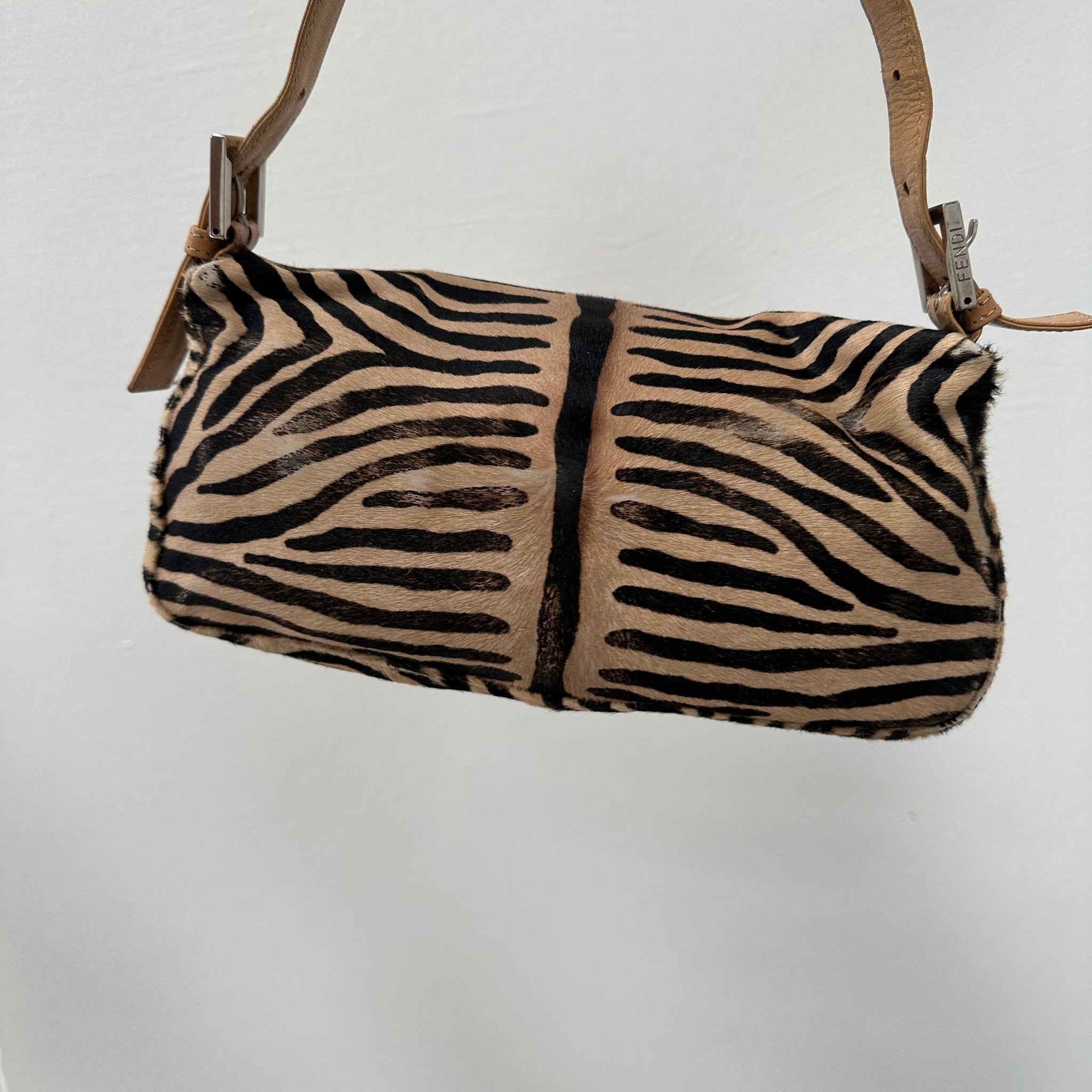 Fendi Animal Print Baguette Bag Beige
