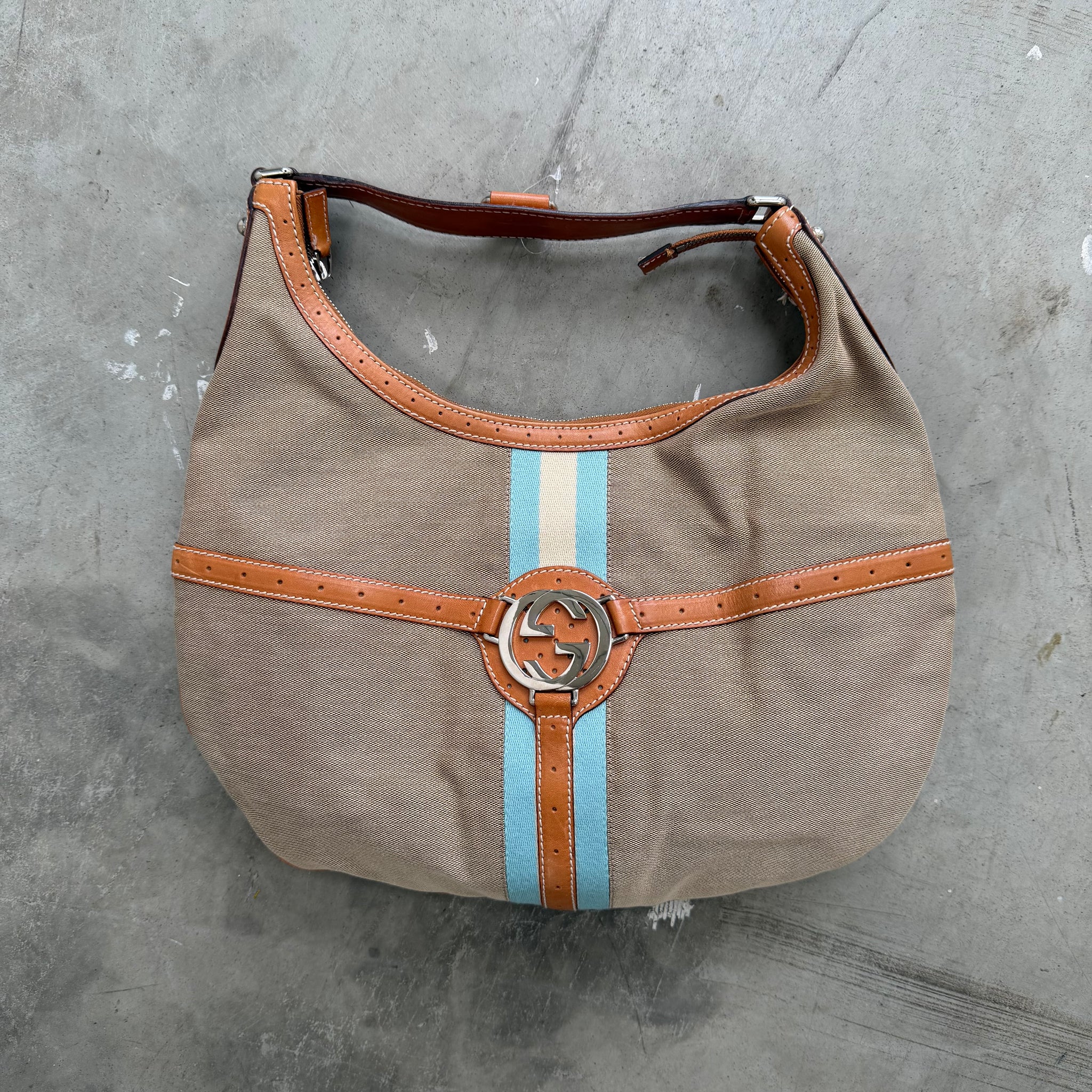 Gucci Interlocking Leather Striped Shoulder Bag