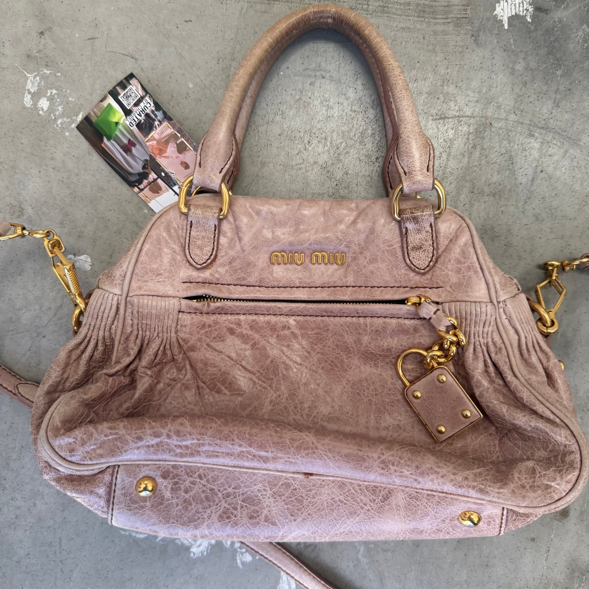 Miu Miu Gold Logo Bag with Long Strap