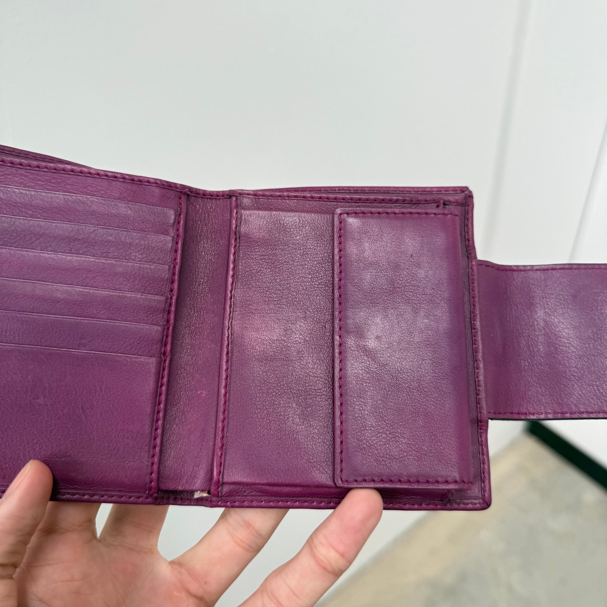 Gucci Snakeskin Canvas Leather Bifold Wallet Purple