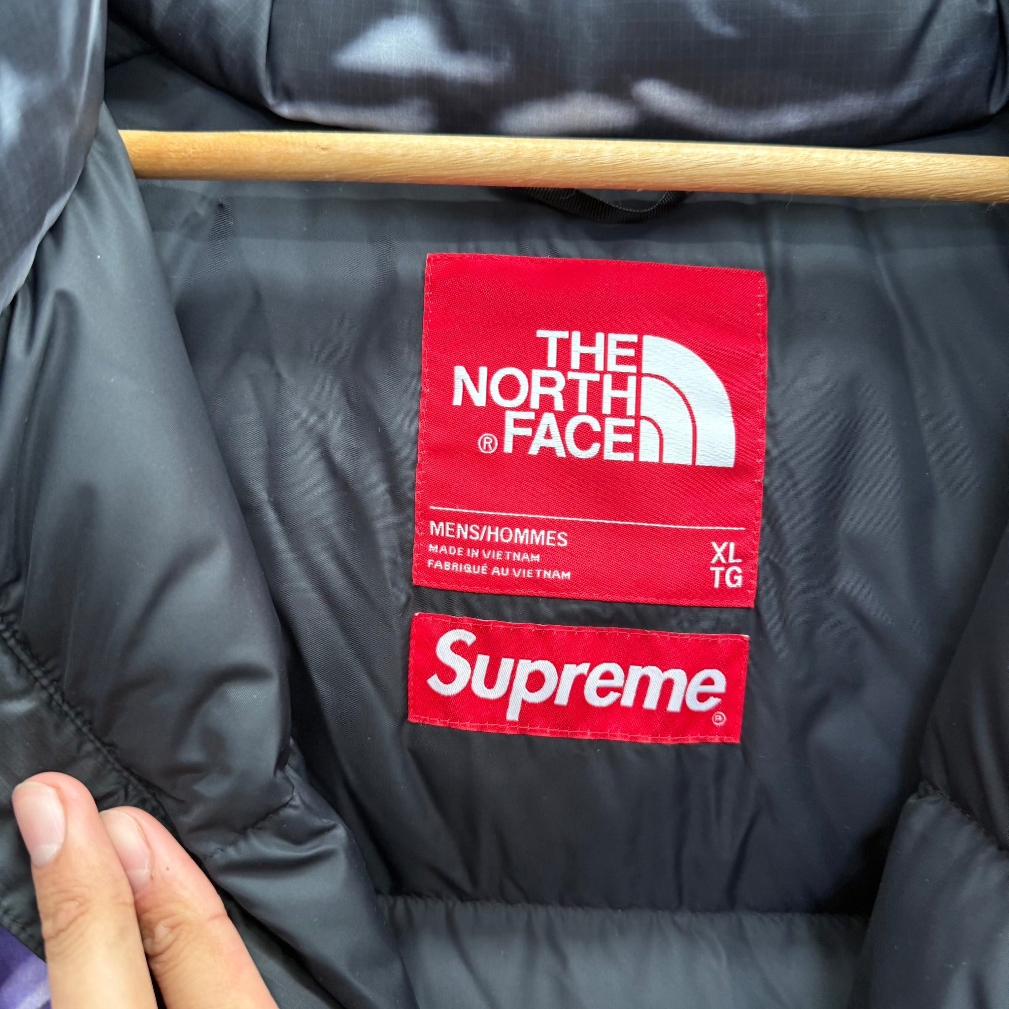 Supreme The North Face Paint Nuptse Jacket Purple (Size XL)