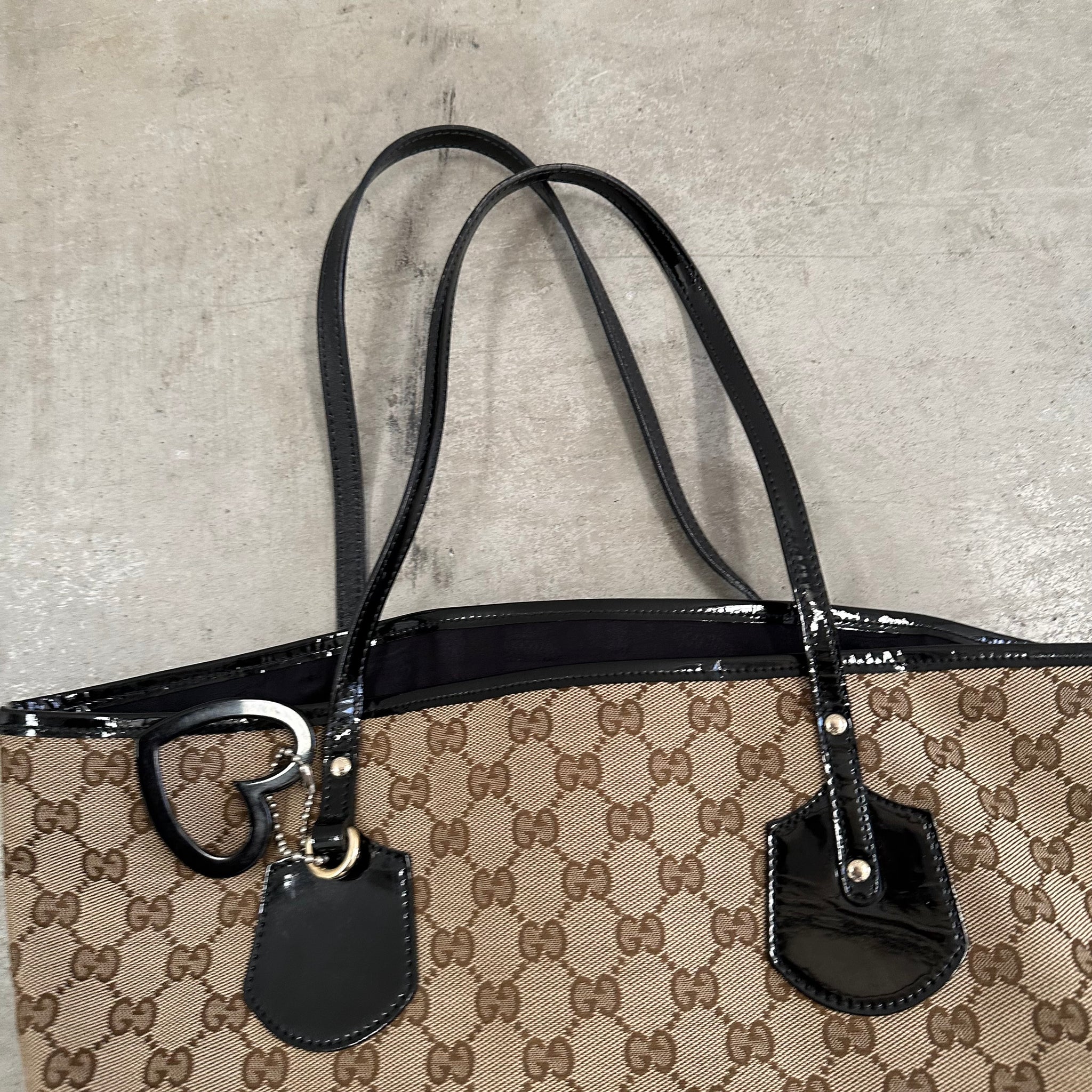 Gucci Brown GG Canvas Black Beige Jolie Tote Bag