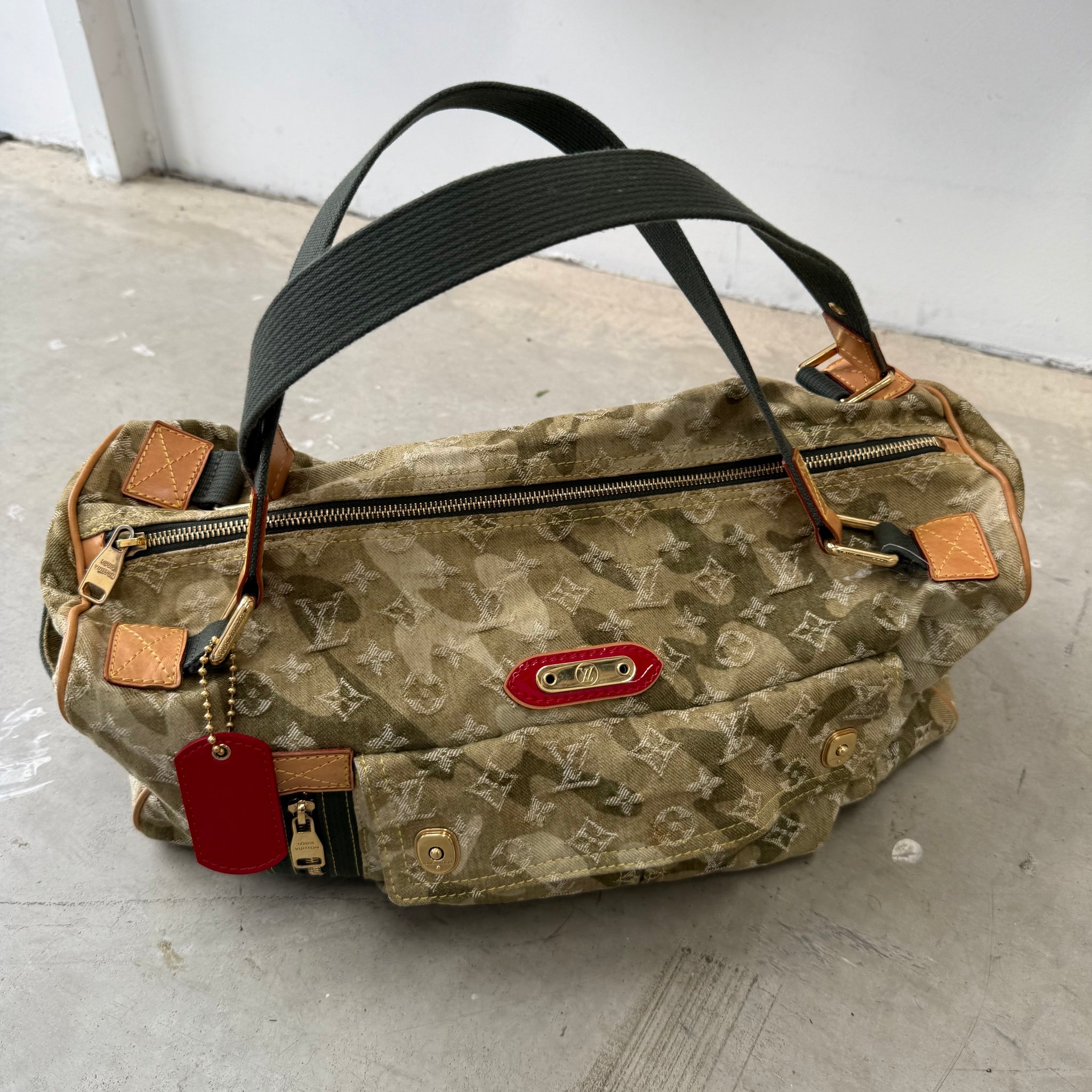 Louis Vuitton Limited Edition Takashi Murakami Denim Monogramoflage Lys Duffel Bag