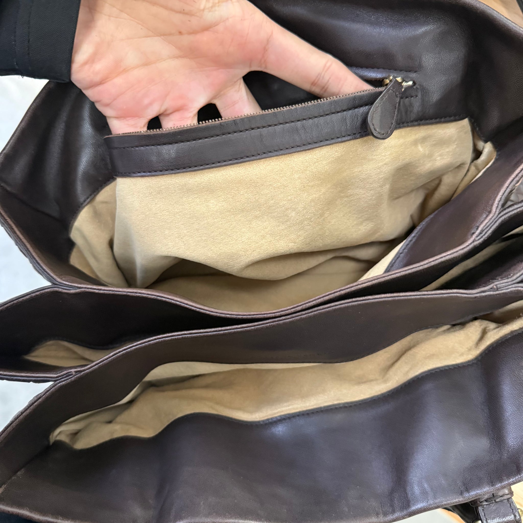 Bottega Veneta Roma Bag Intercciato Nappa Brown Hand Bag