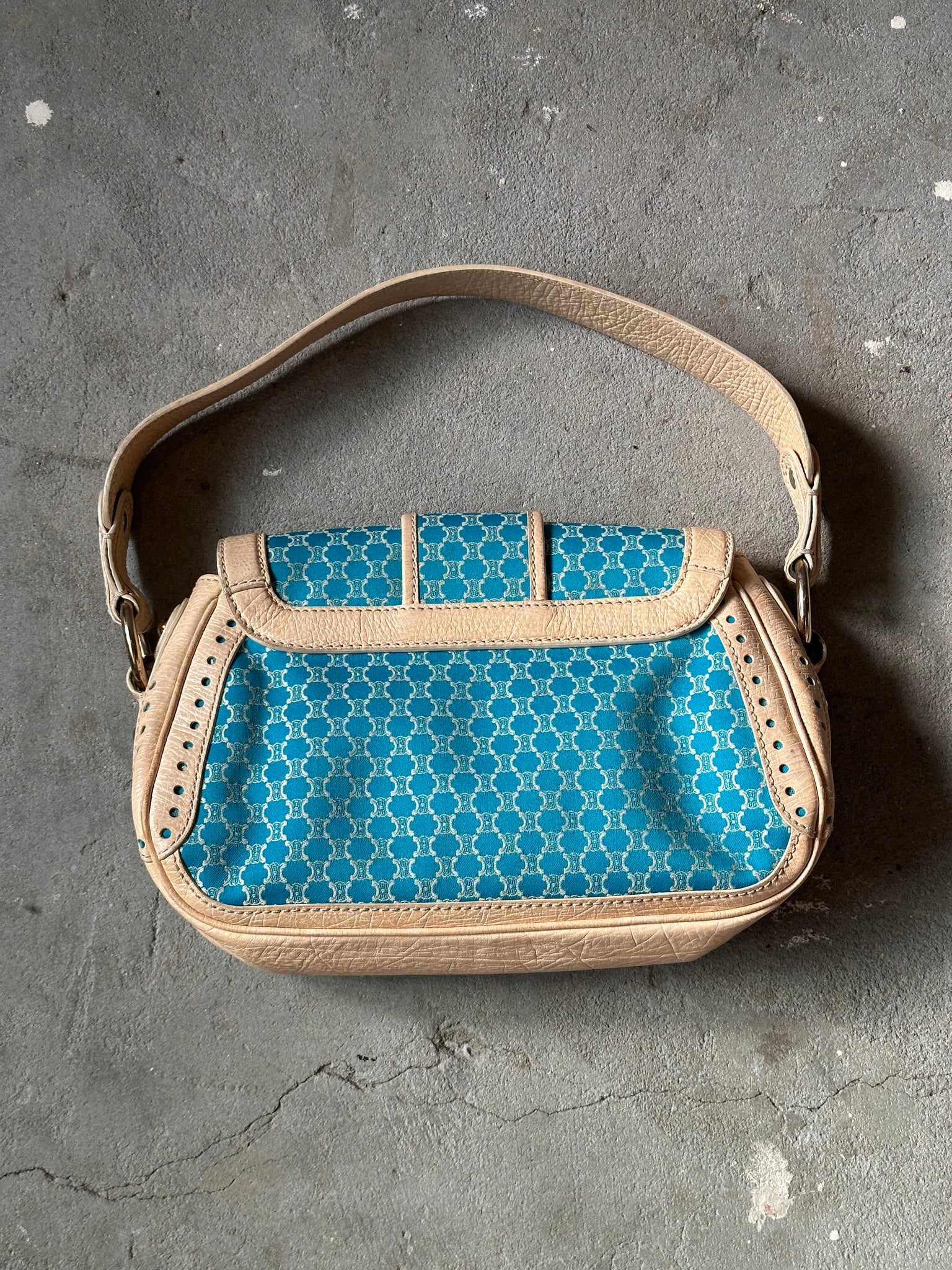 Celine Macadam Triomphe Shoulder Bag Blue/Beige