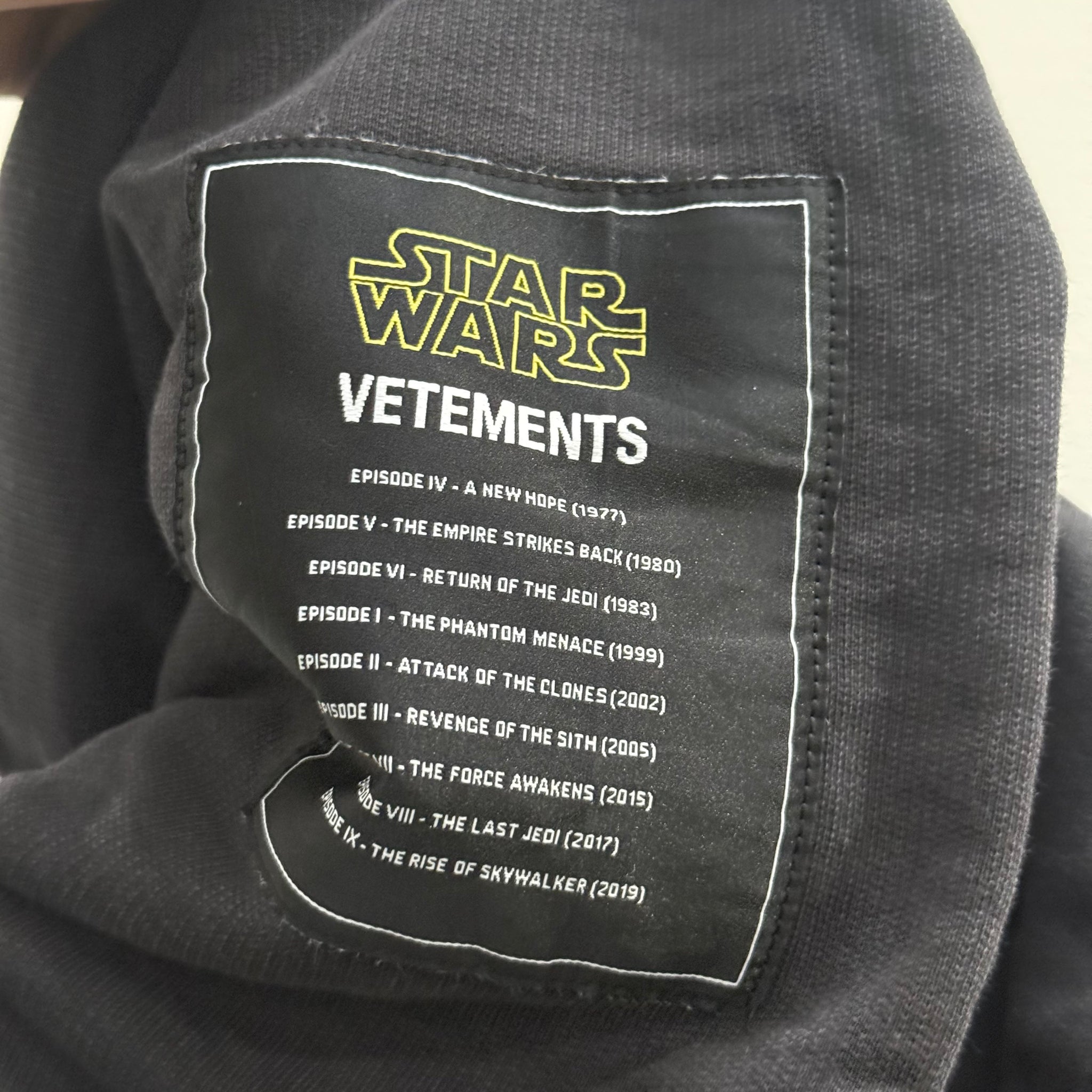 Vetements x Star Wars Limited Edition FW19 Black Hoodie (fits L-XL)