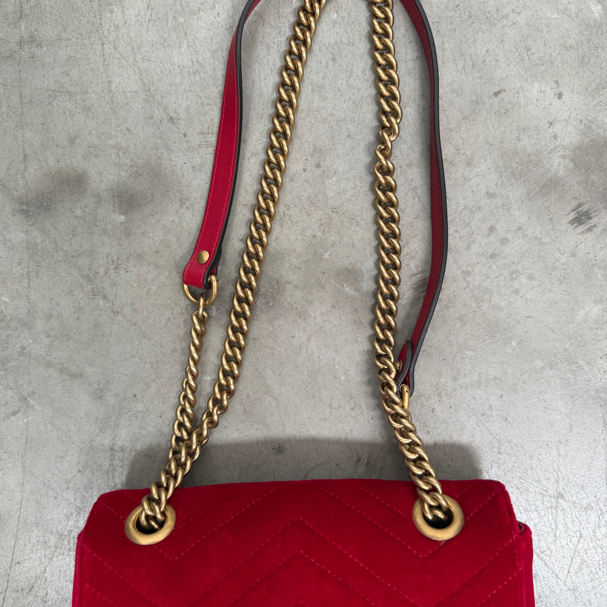 Gucci Marmont Red Velvet Shoulder Bag