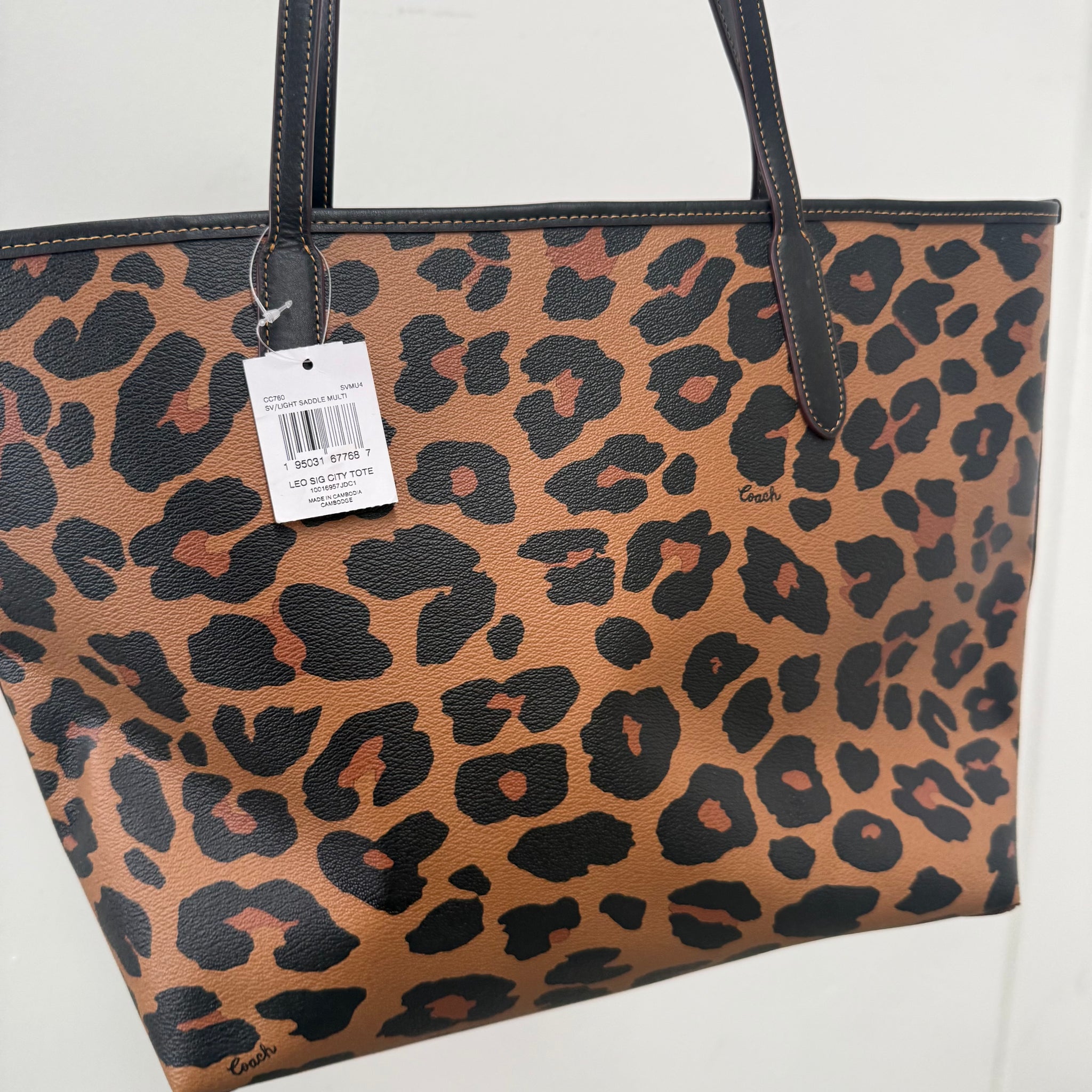 Coach Leopard Leather Tote Hand Bag