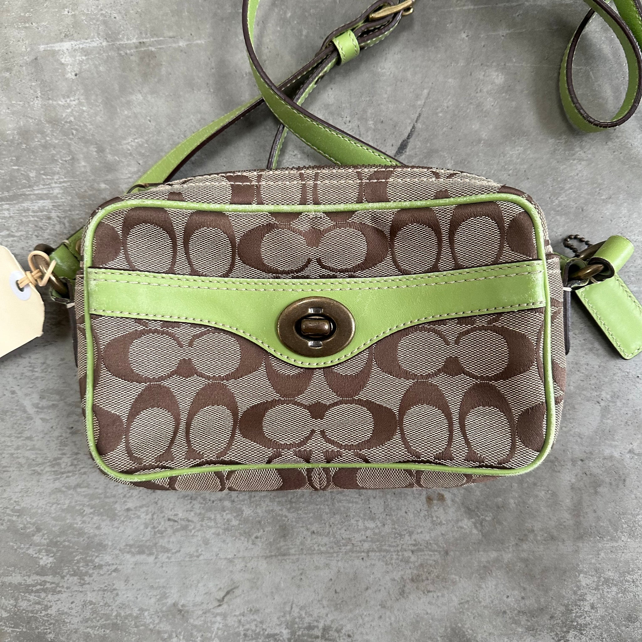 Coach Signature Crossbody Bag Beige/Neon