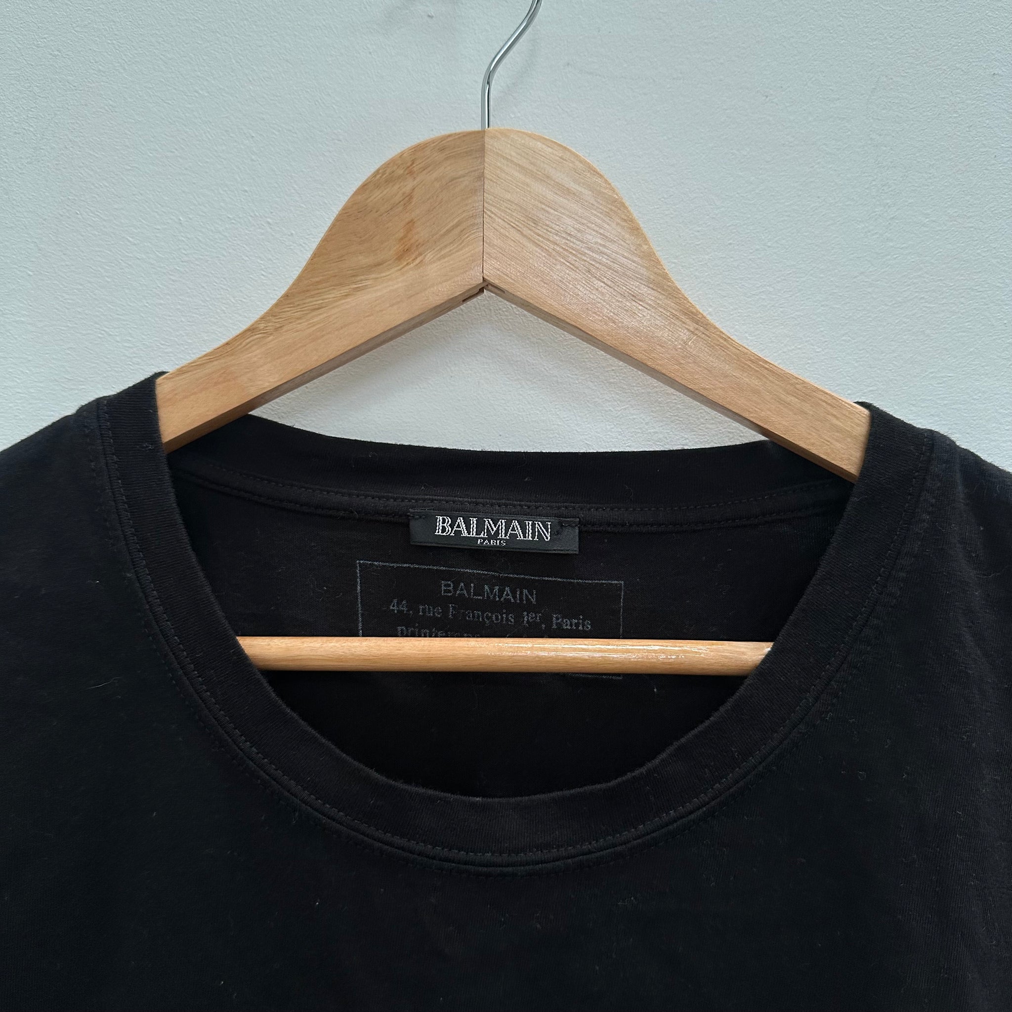 Balmain Metallic Coin Logo Black Tshirt