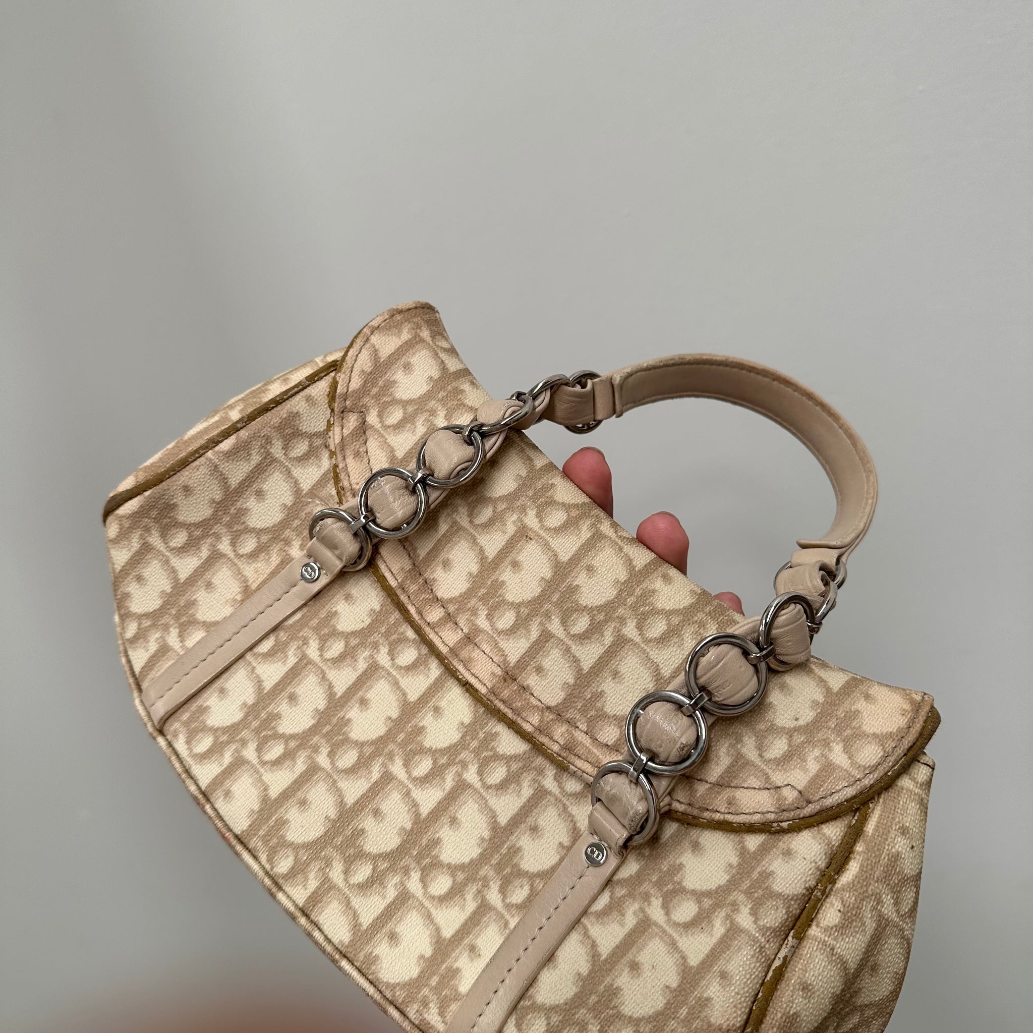 Christian Dior PVC and Leather Beige Romantic Shoulder Bag