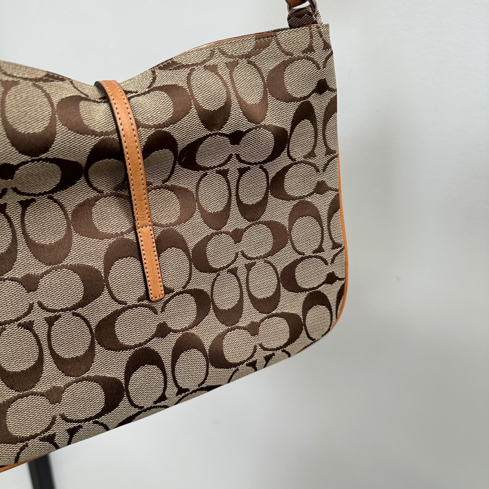 Coach Hobo Signature Clip Canvas Handbag