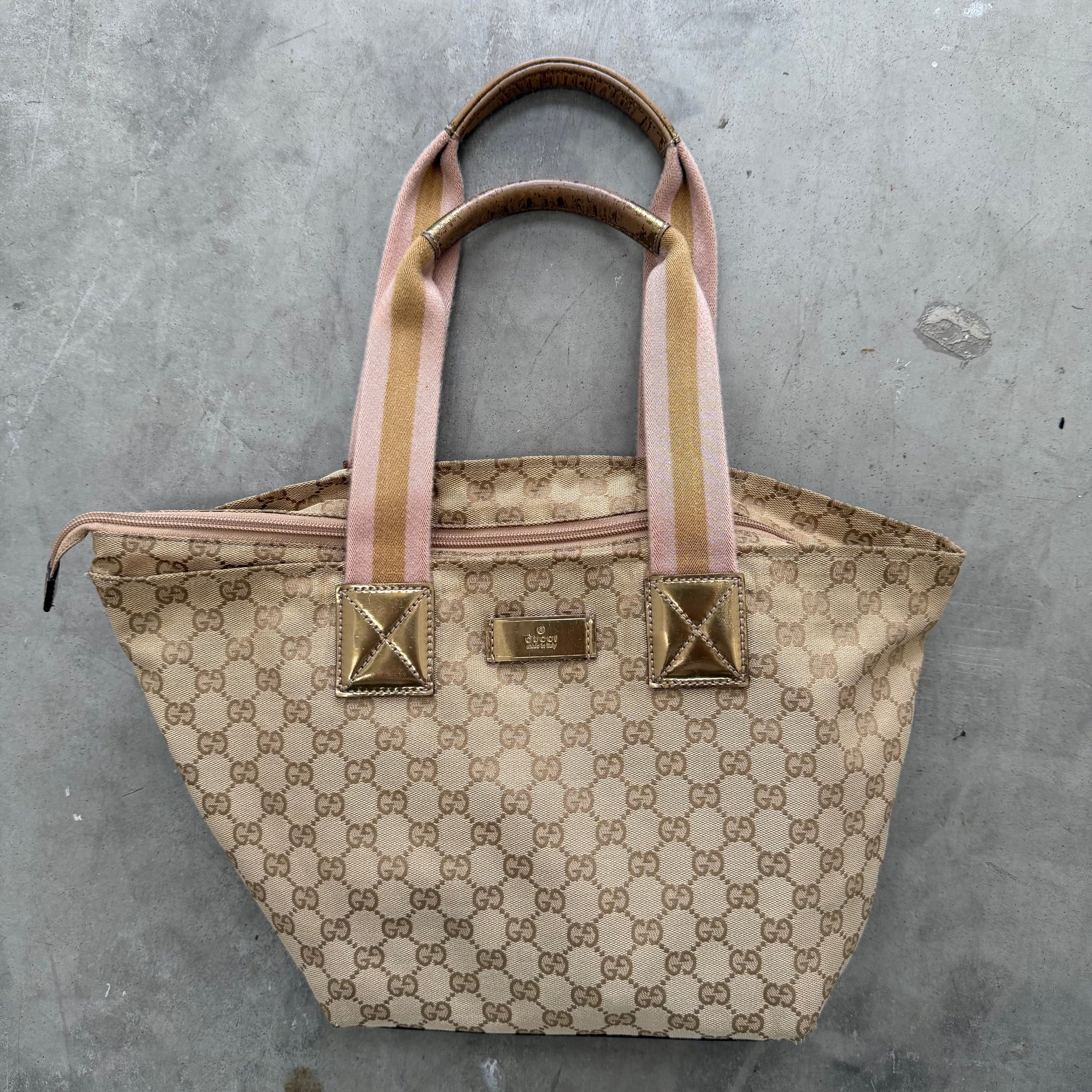 Gucci Bucket Hand Bag Beige Canvas