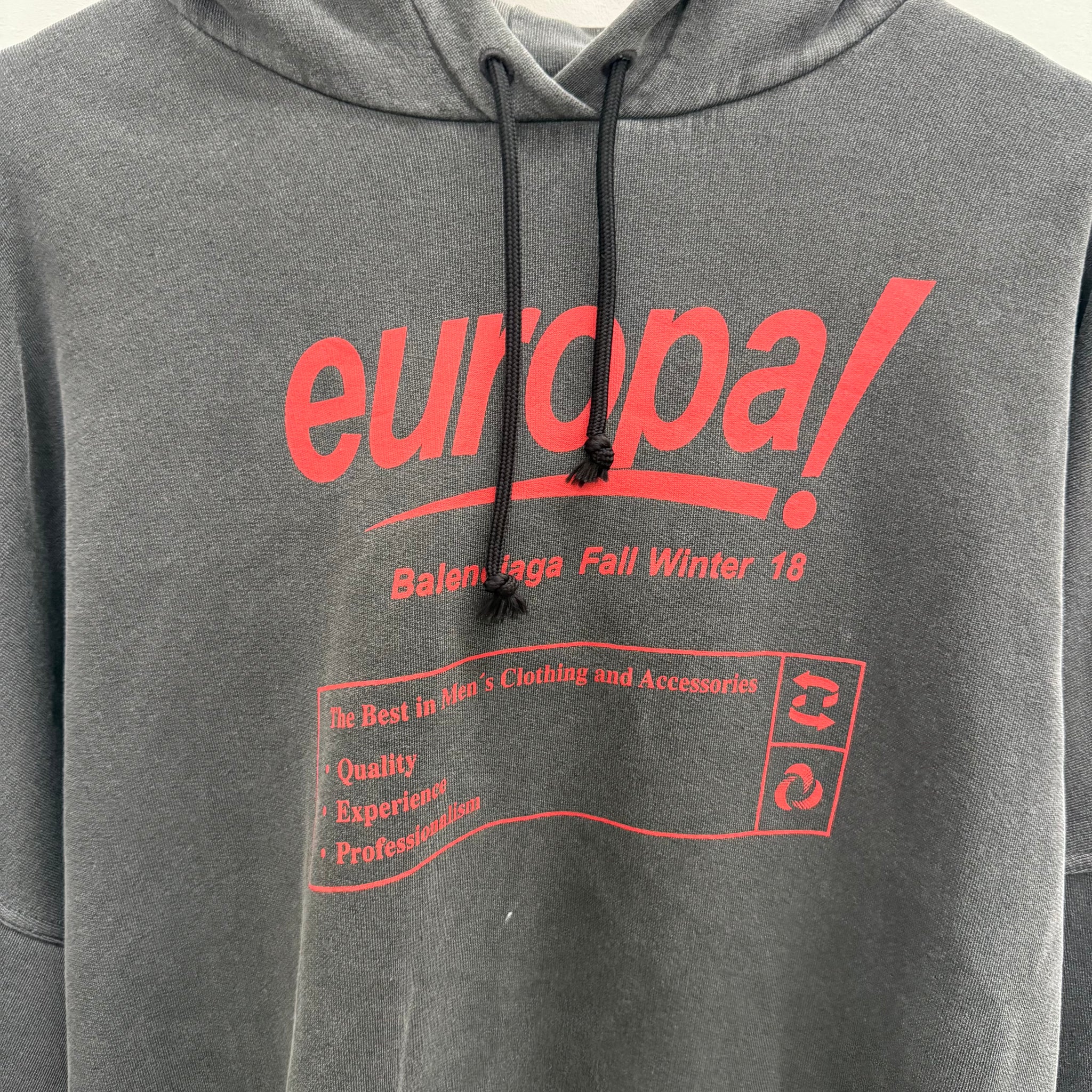 Balenciaga Europe F/W 18 Grey Hoodie (fits L-XL)