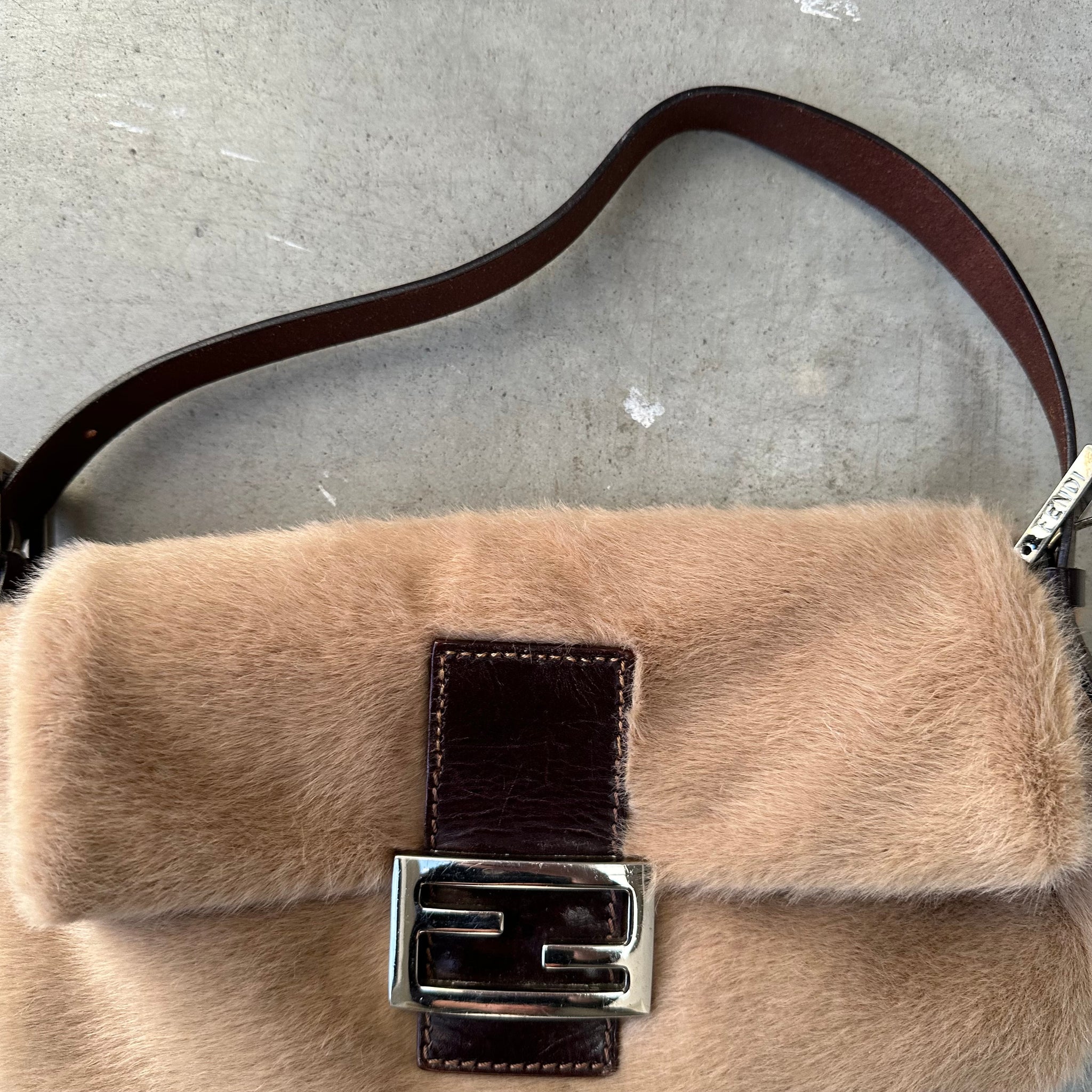 Fendi Brown Mink Baguette Bag