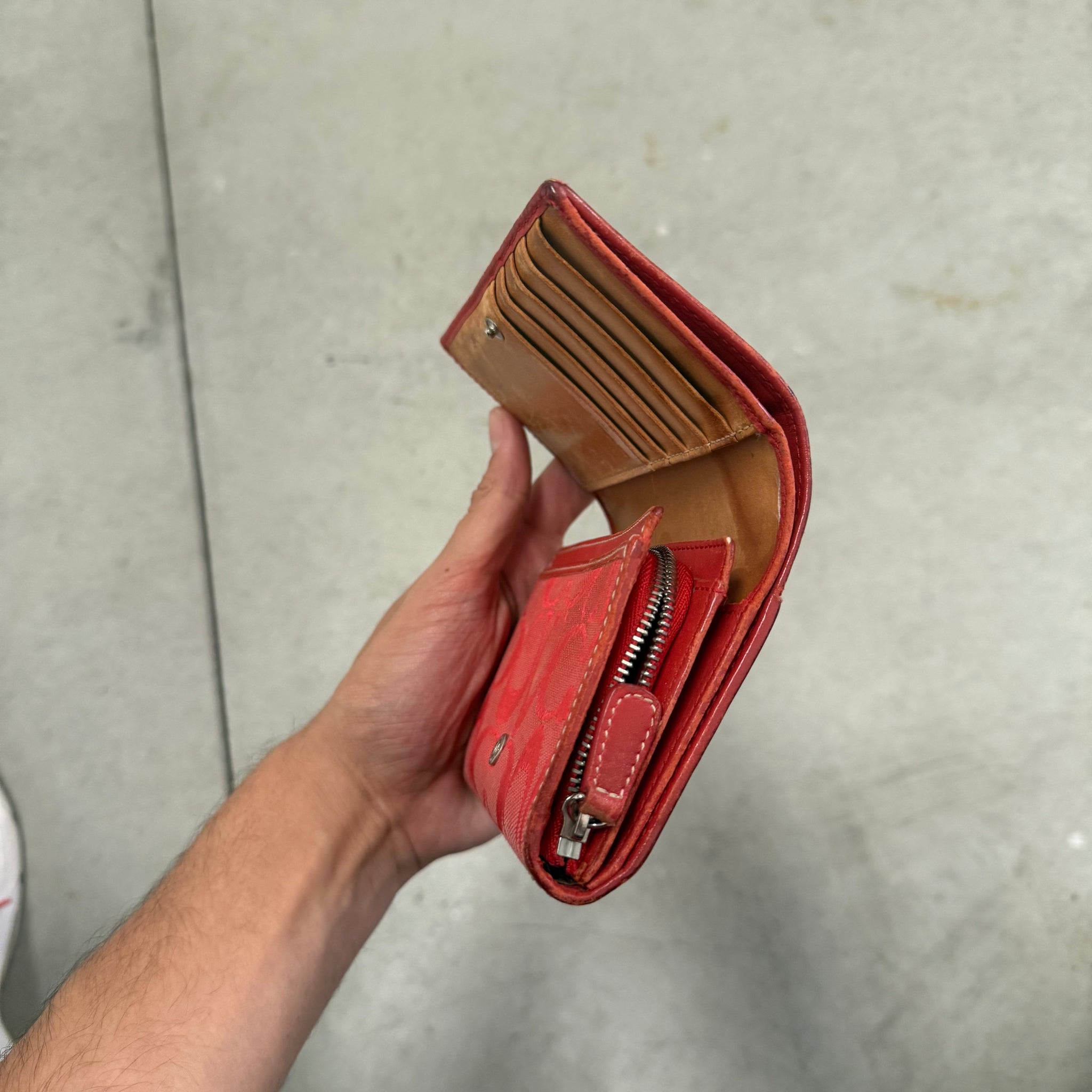 Coach Signature Logo Wallet 'Red/Beige'