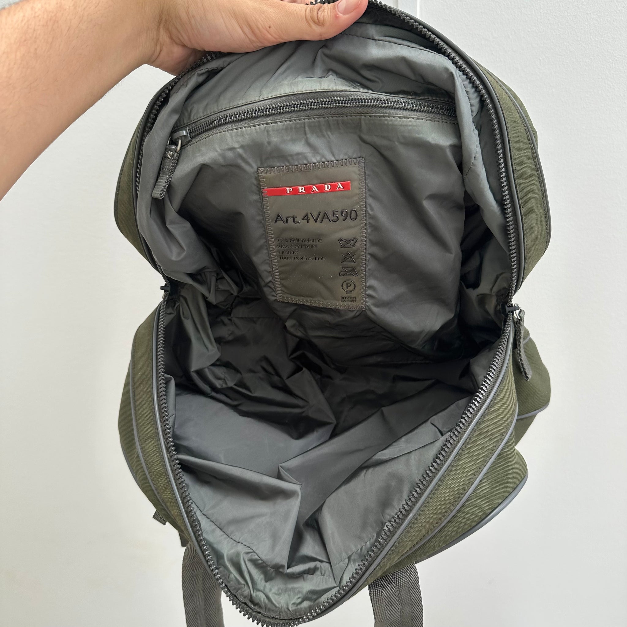 Prada Sports Front Zip Hand Bag Nylon Green