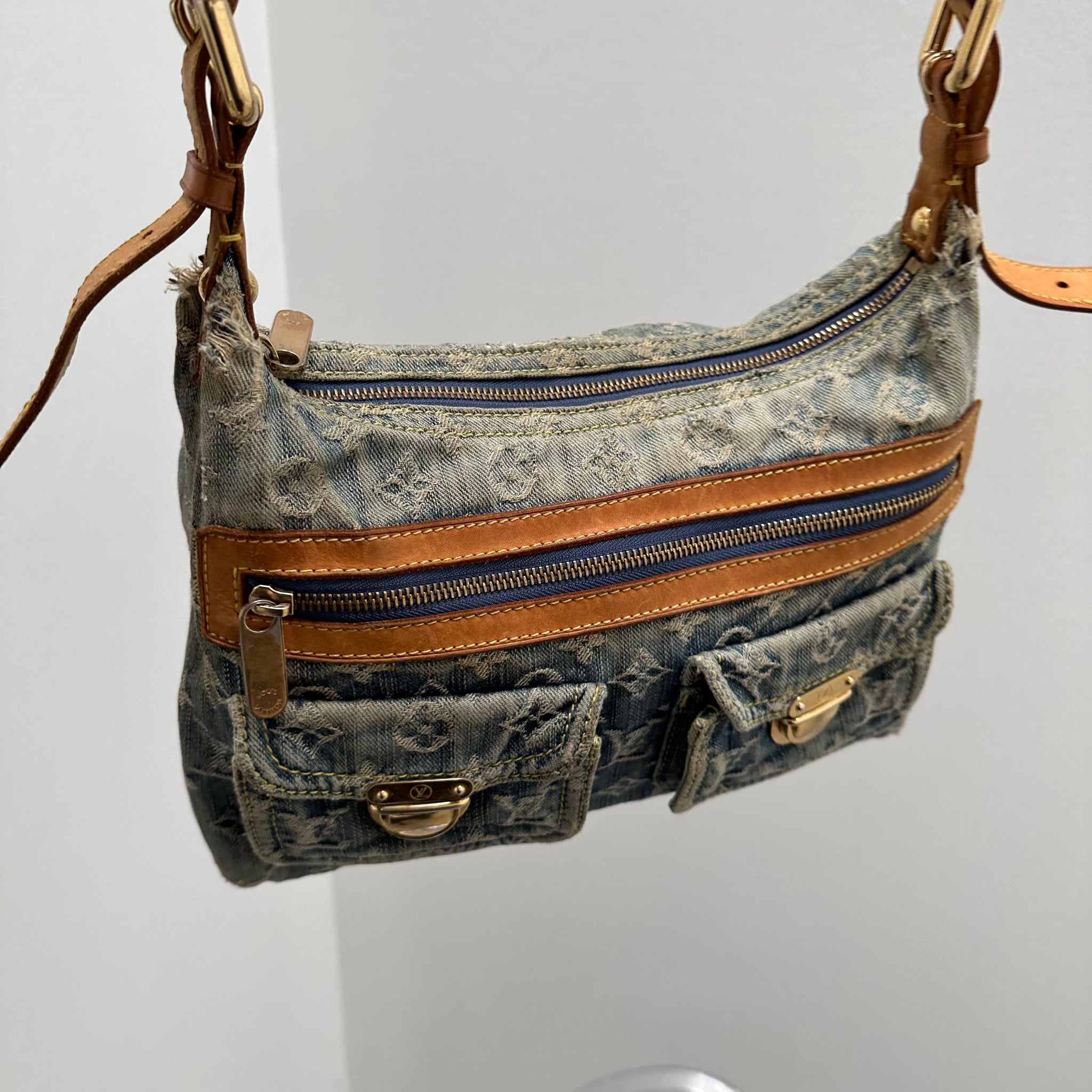 Louis Vuitton Monogram Denim Baggy PM Blue with Long Strap