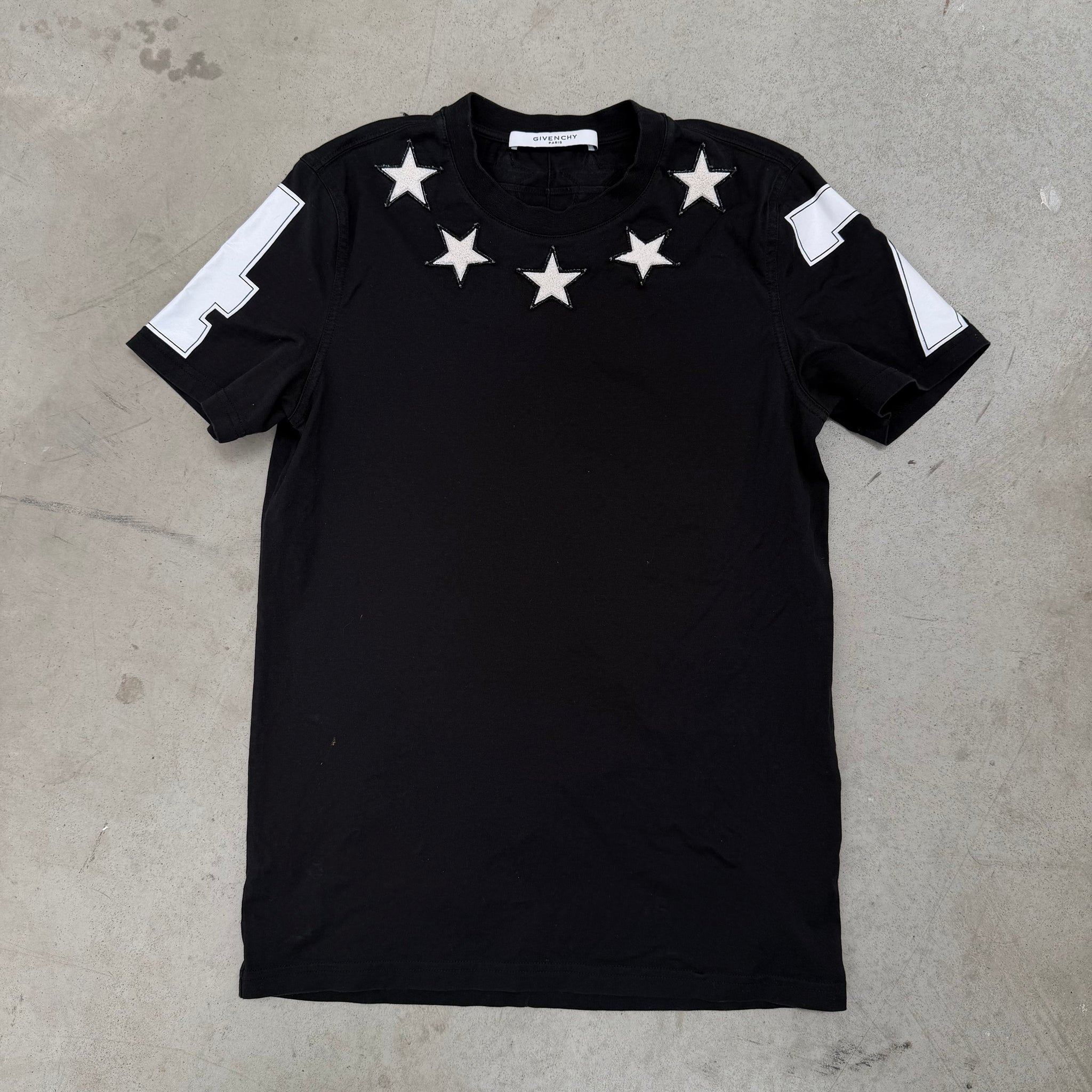 Givenchy Neckline Star Print T Shirt Black (Size XS)