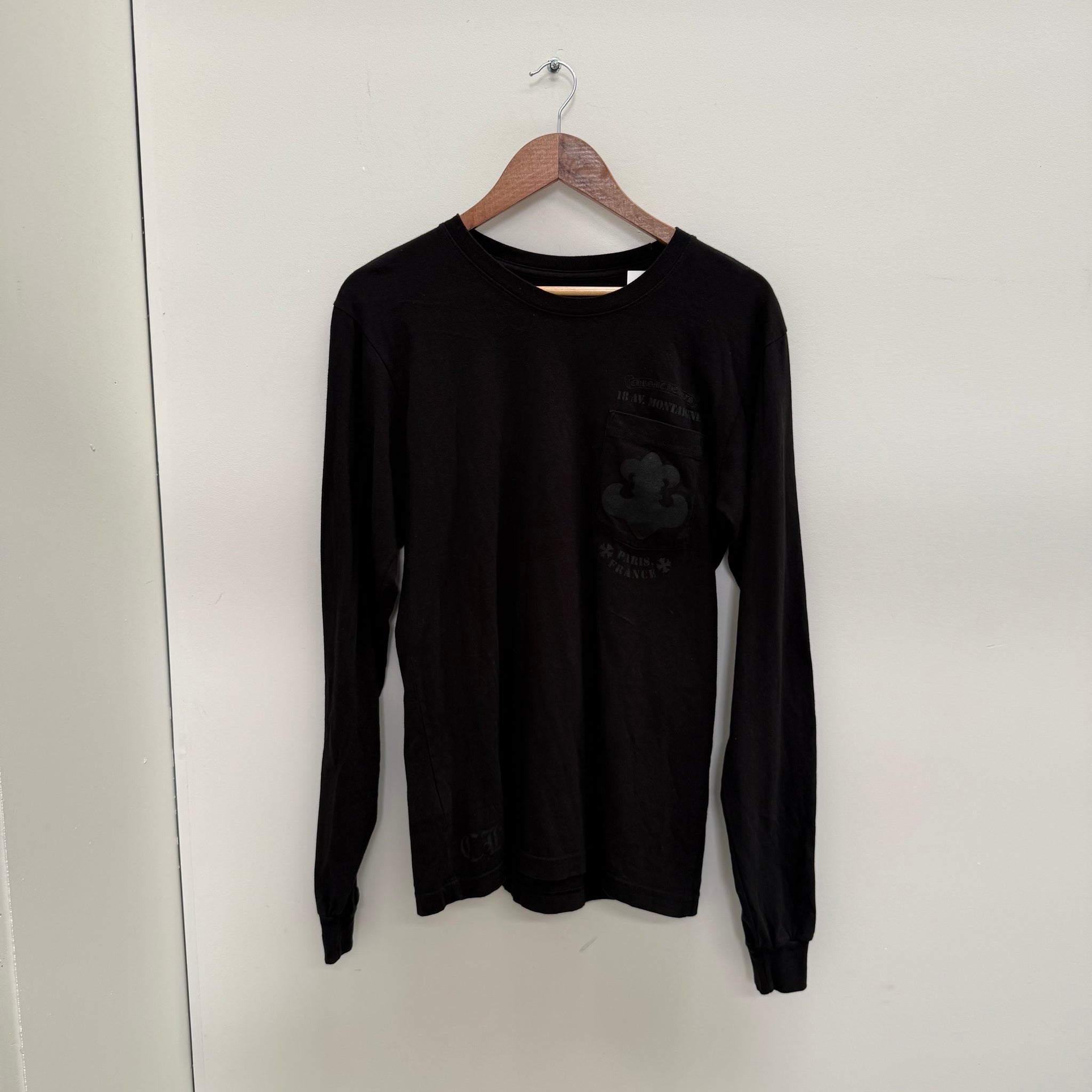 Chrome Hearts Paris Logo Long Sleeve T Shirt Black (Size M)