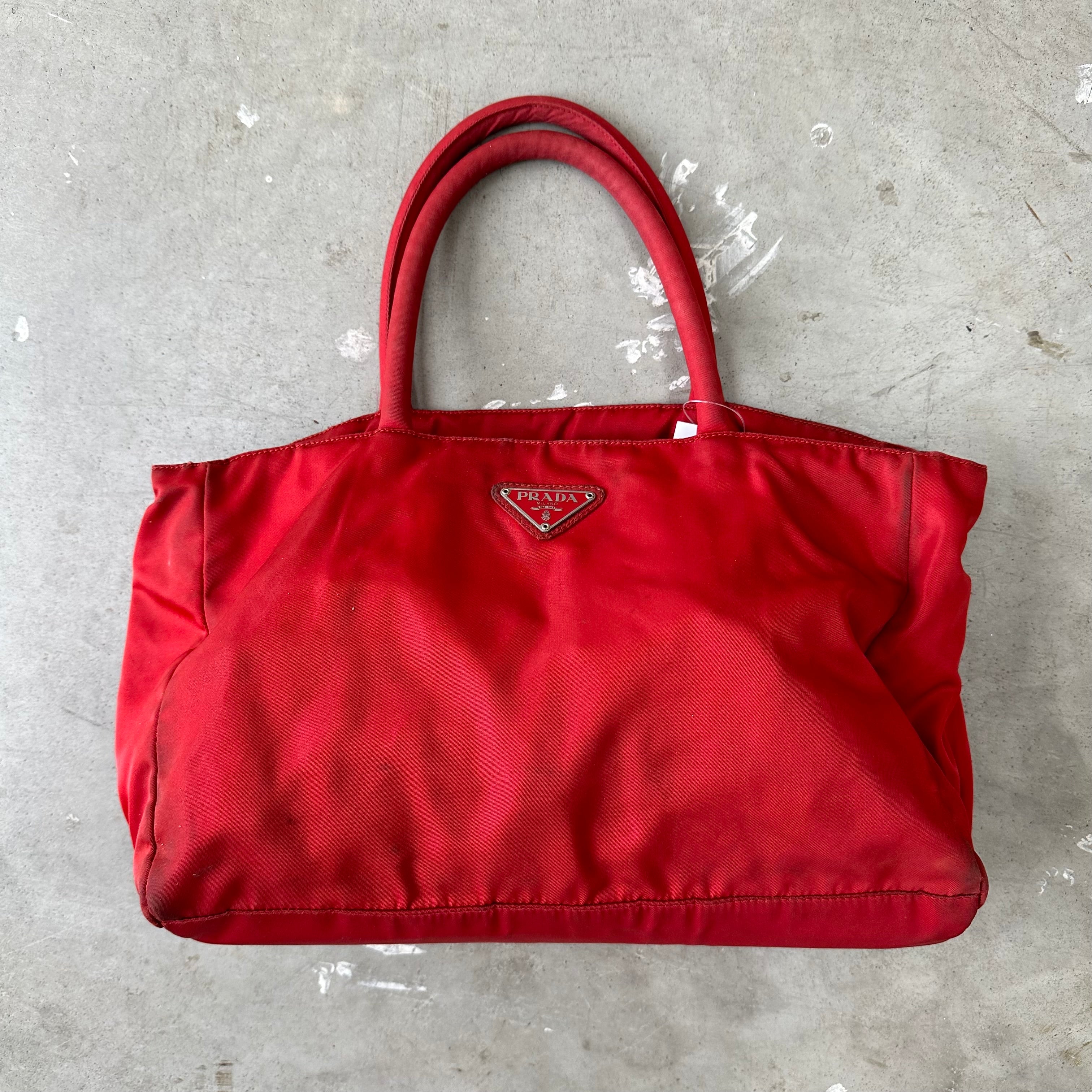 Prada Red Thick Strap Tote Bag