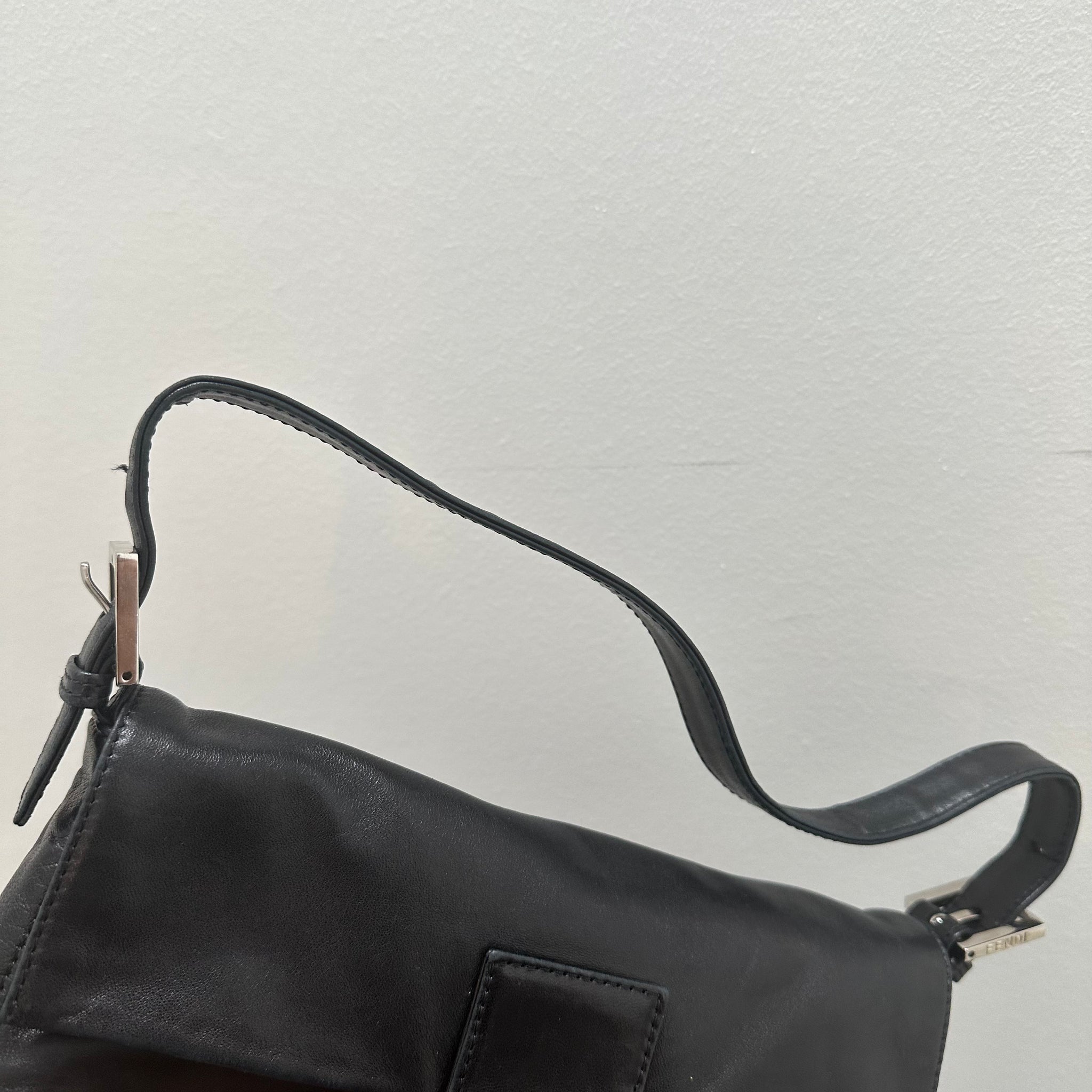 Fendi Black Baguette Shoulder Bag Nappa Leather