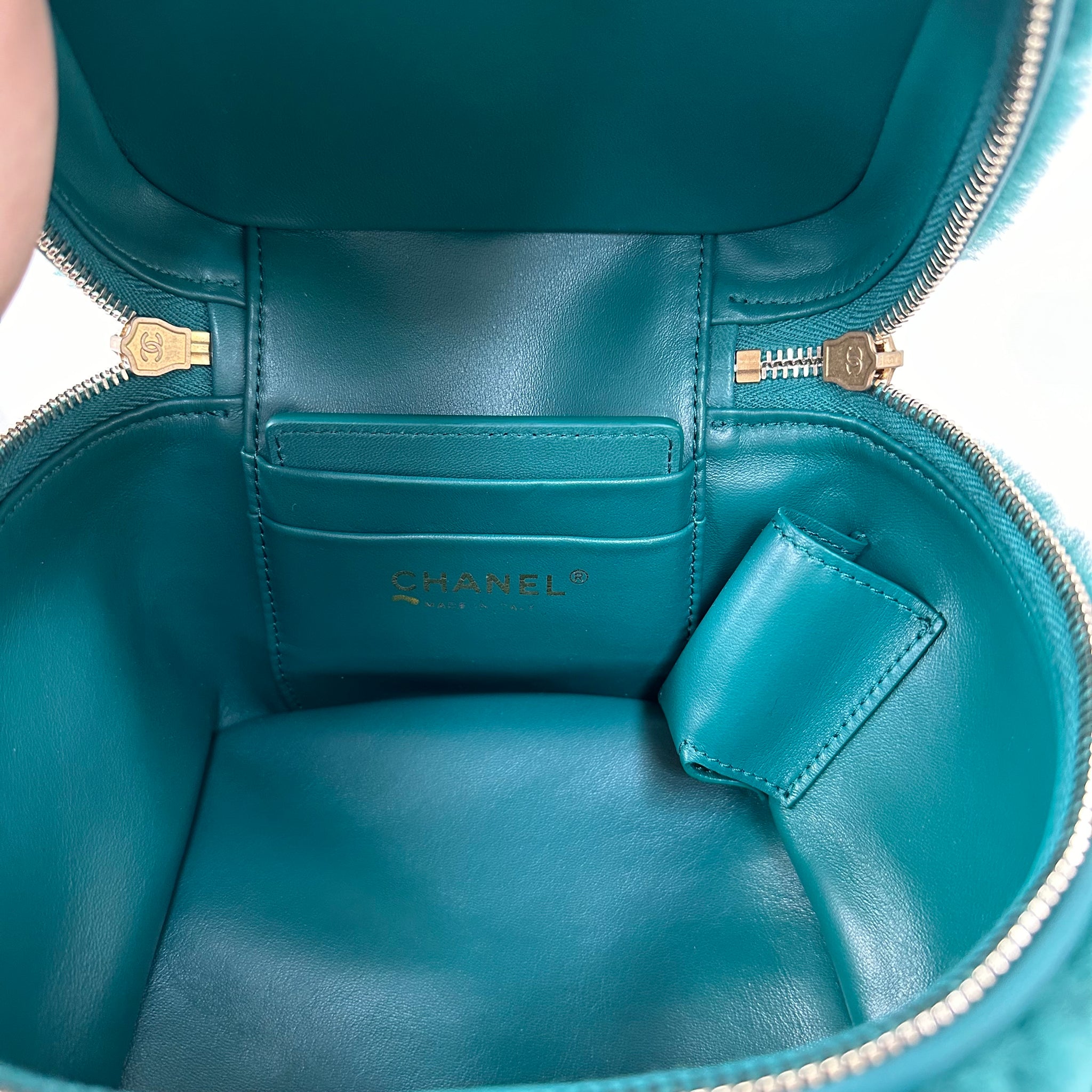 Chanel Green Shearling Vanity Bag 2022