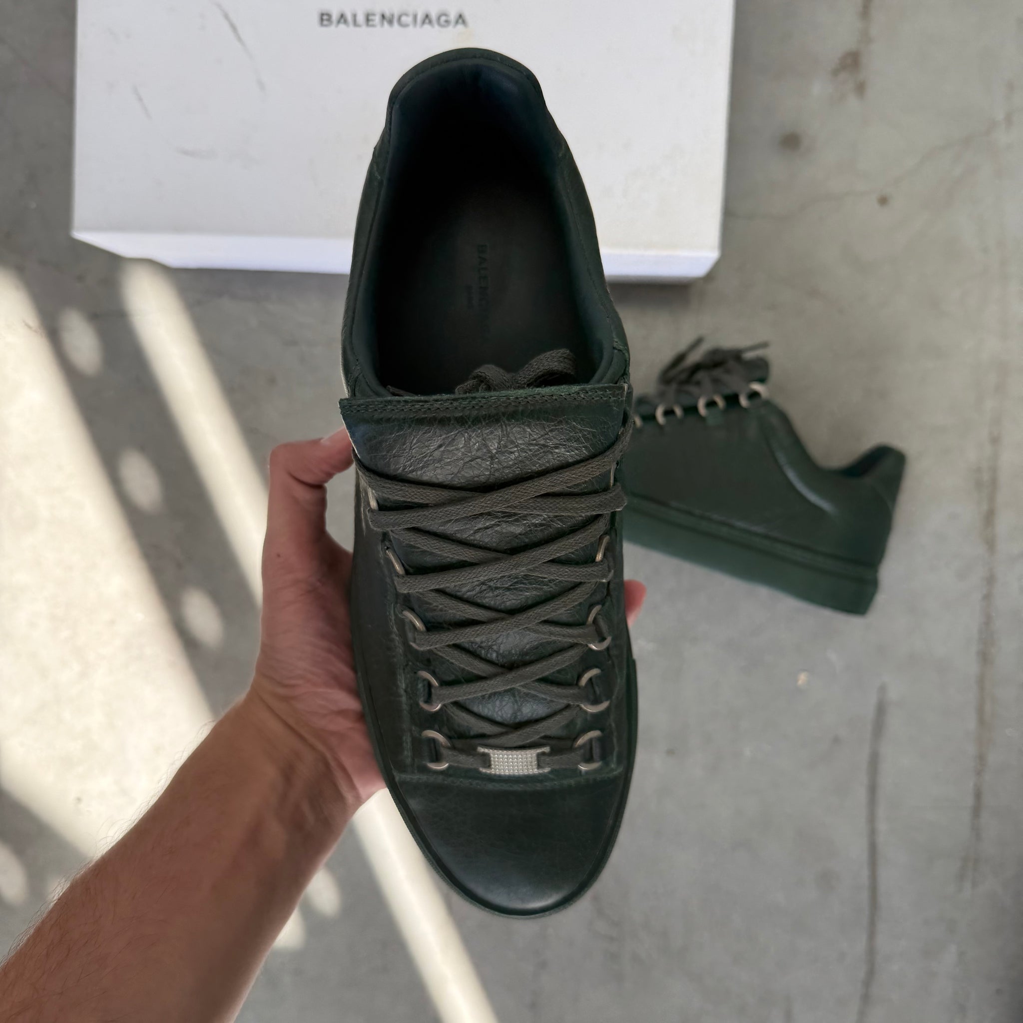 Balenciaga Arena Leather Low Sneaker Dark Green (EU41/US8)