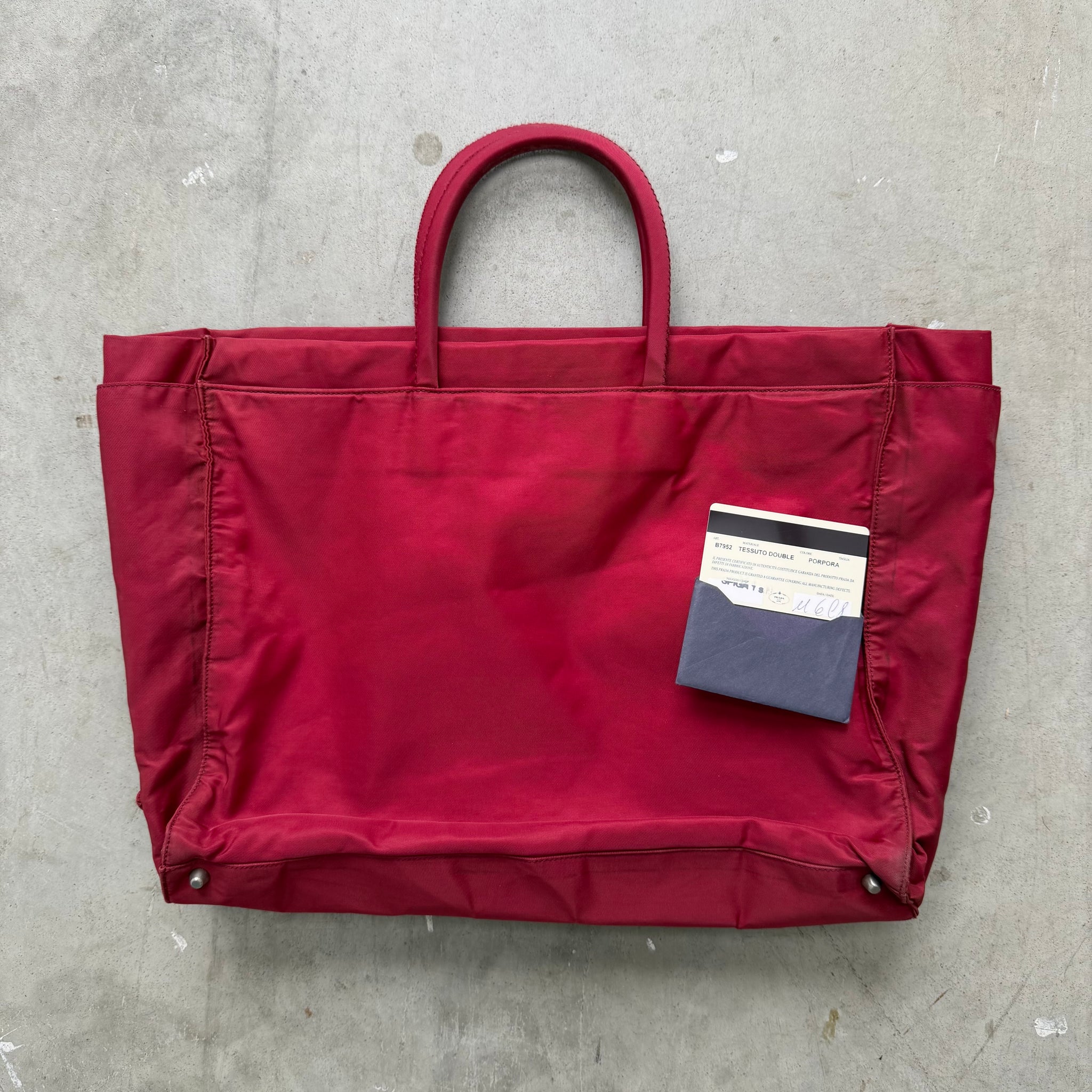 Prada Rectangle Tote Bag Nylon Cherry Red
