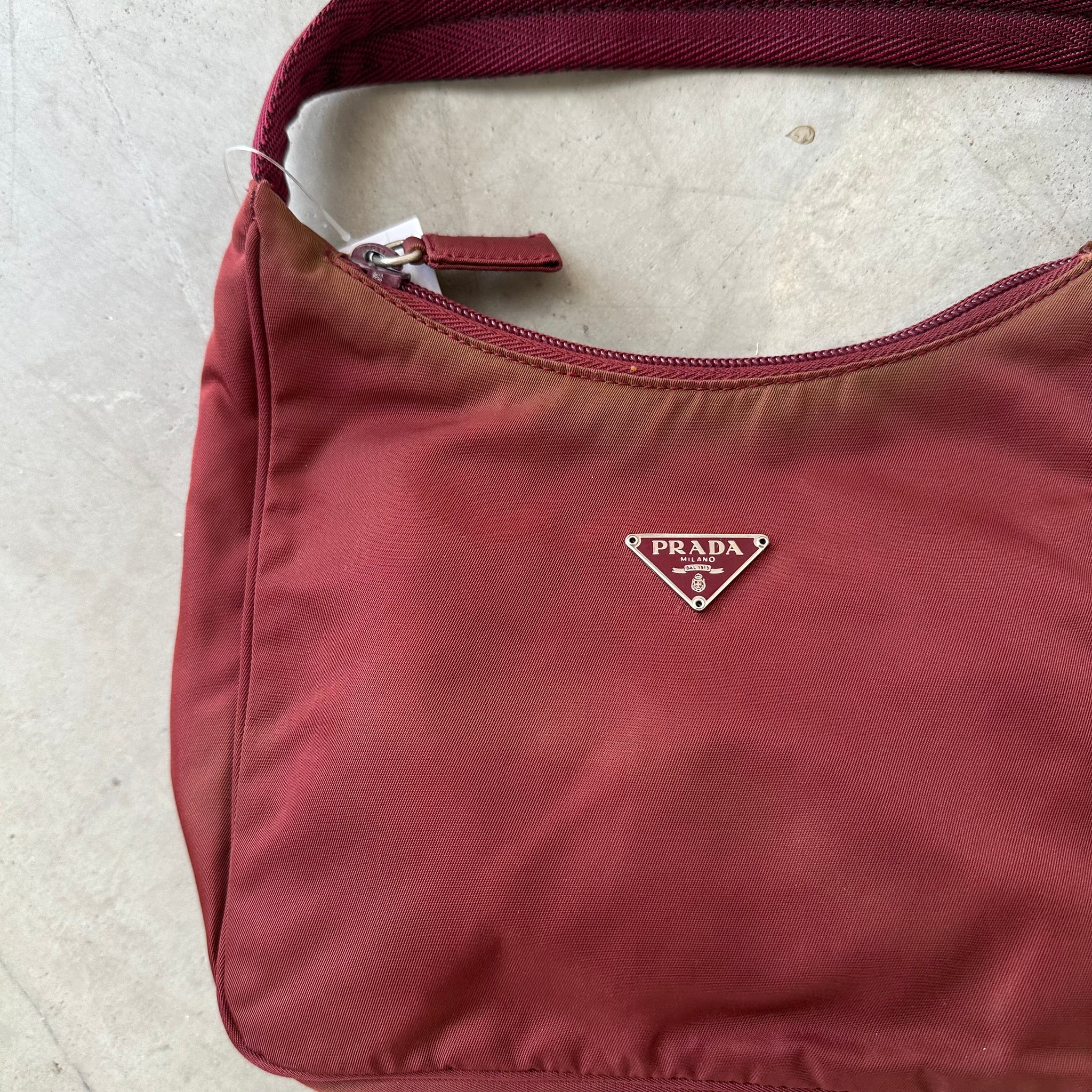 Prada Red Vintage Nylon Hobo Bag