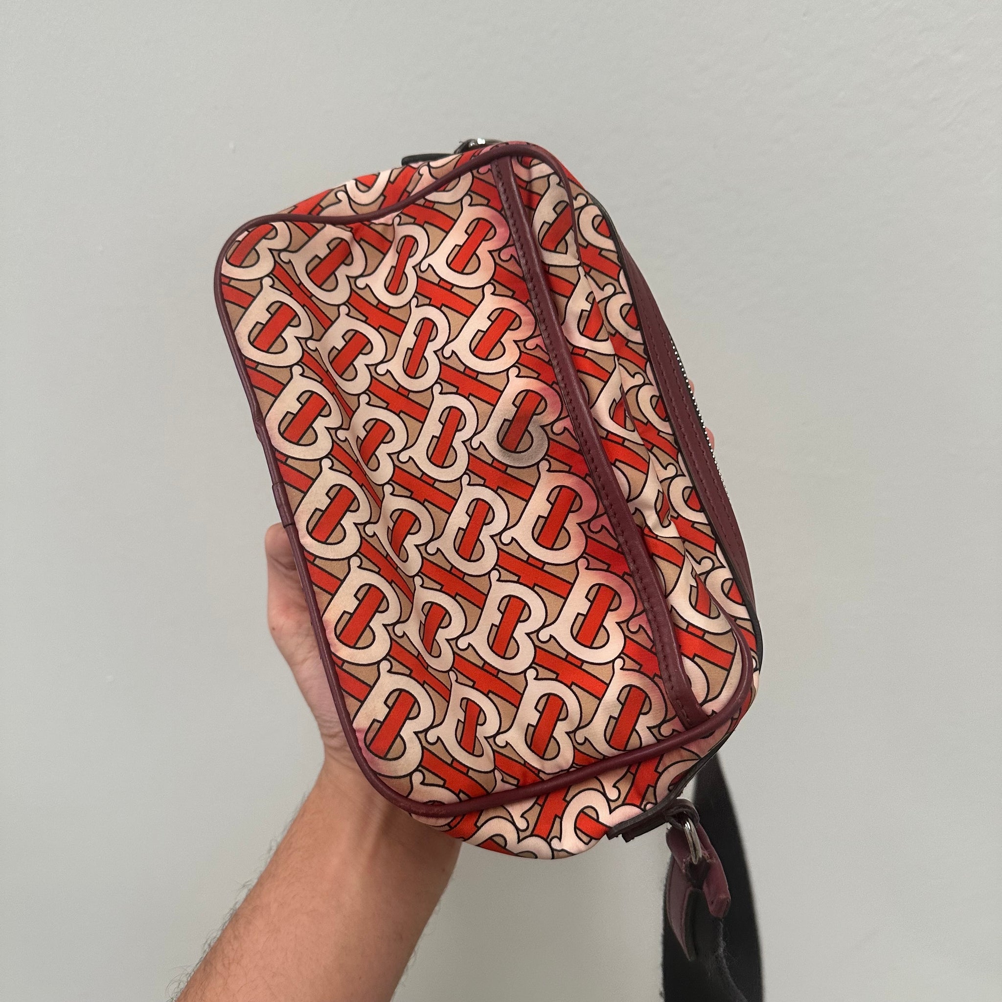 Burberry Orange Nylon Monogram Crossbody / Shoulder Bag