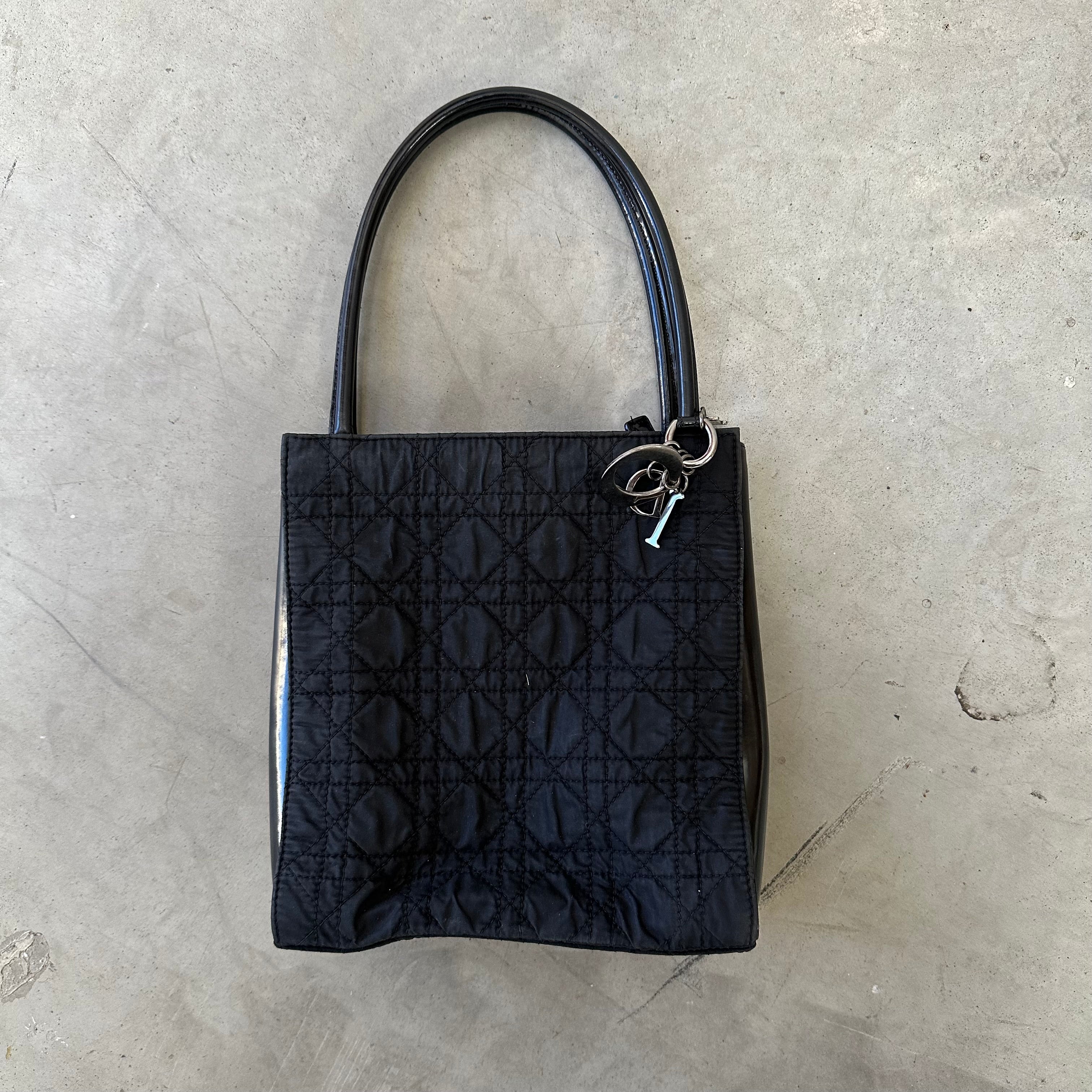 Christian Dior Lady Dior Canage Hand Bag Nylon Black