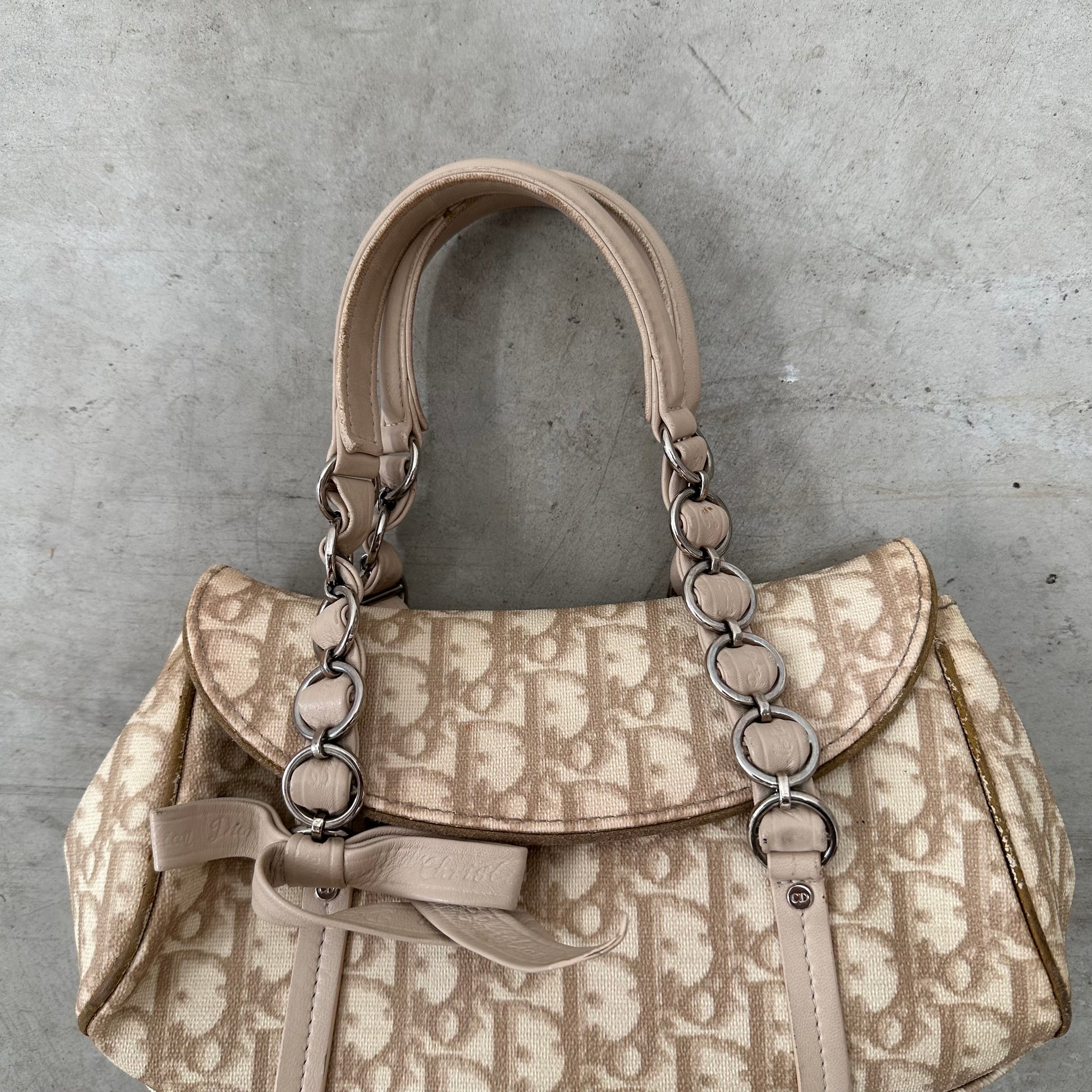 Christian Dior PVC and Leather Beige Romantic Shoulder Bag